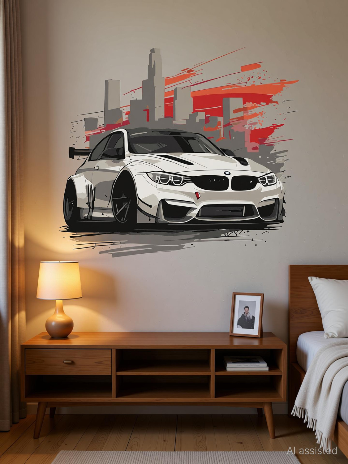 Image of WallBiirds 60 cm Adorable BMW Car Wall Sticker Home Decoration Self Adhesive Sticker