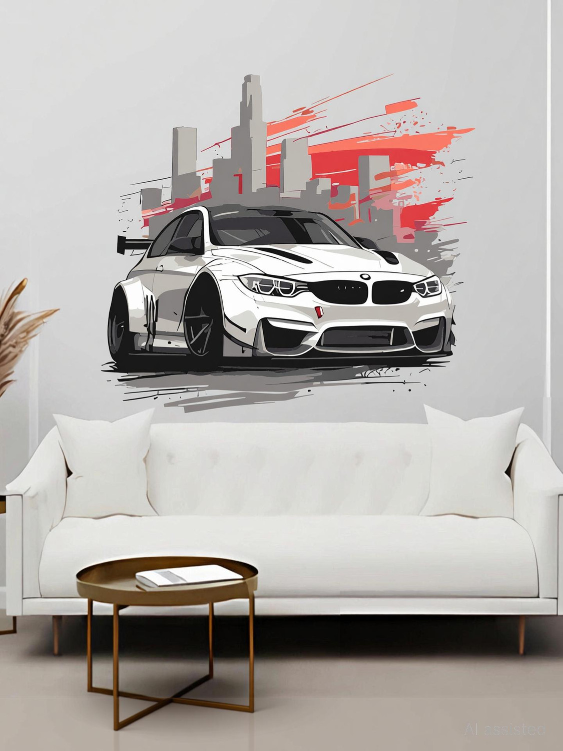 Image of WallBiirds 60 cm Adorable BMW Car Wall Sticker Home Decoration Self Adhesive Sticker
