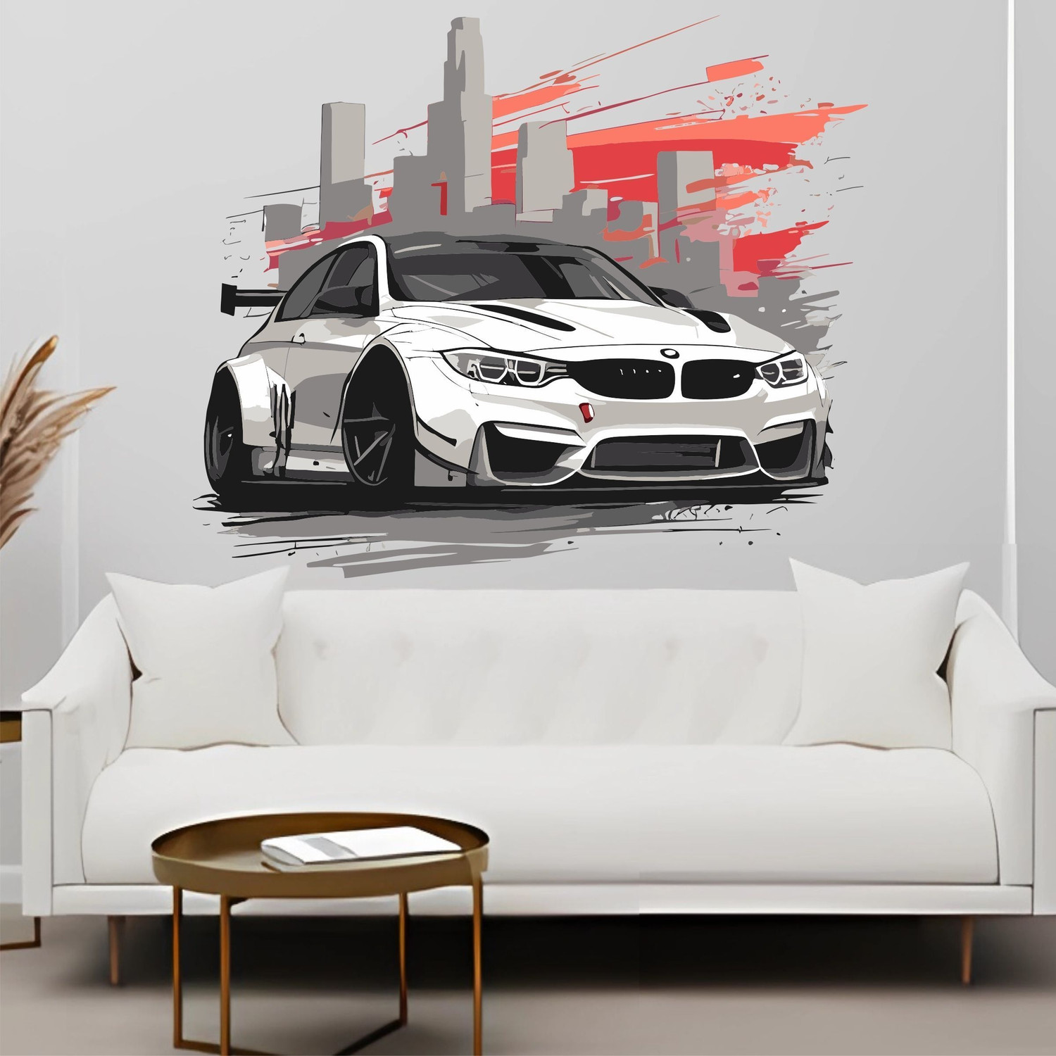 Image of WallBiirds 60 cm Adorable BMW Car Wall Sticker Home Decoration Self Adhesive Sticker