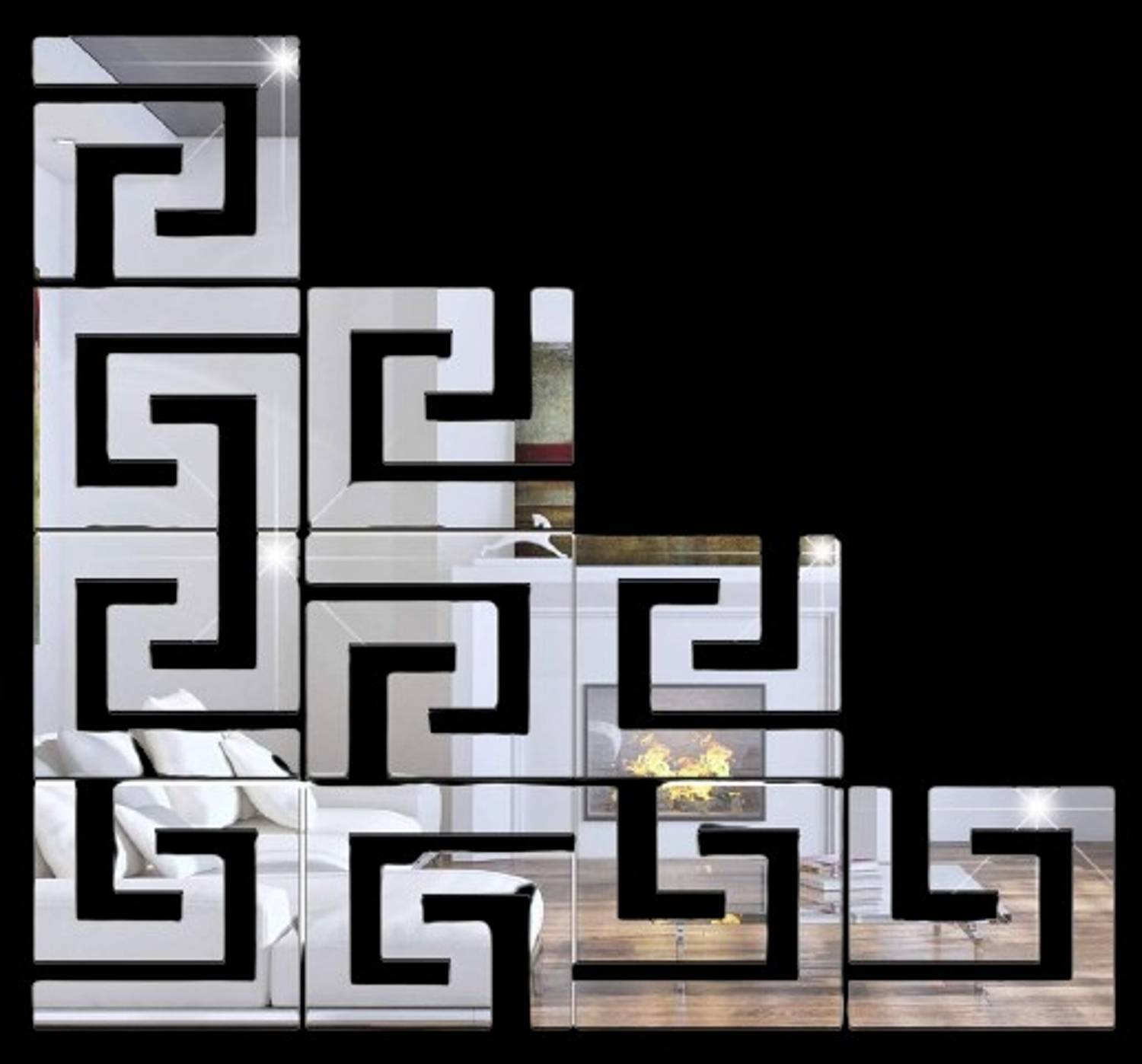 Bikri Kendra 10 cm geometric 20 Silver mirror stickers for wall, acrylic mirror wall decor sticker Self Adhesive Sticker