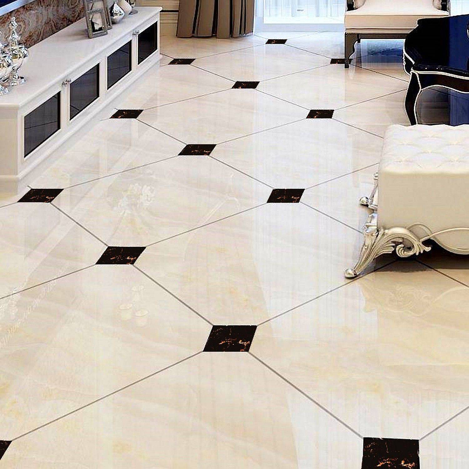 Ampire 8 cm Floor Stickers Tiles Marble Look Diamond Shape Self-Adhesive Waterproof Decoration Living Room Bathroom Self Adhesive Sticker