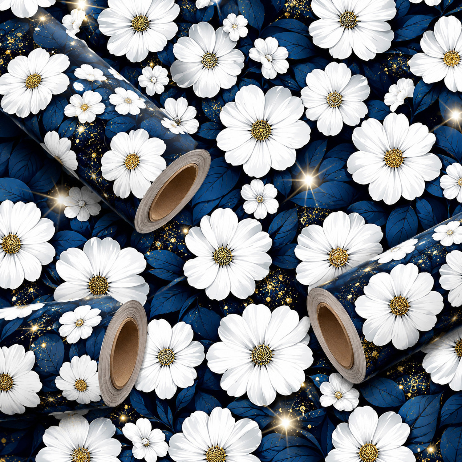 Image of walldecoree 300 cm BLUE FLOWER PACK 3 Self Adhesive Sticker