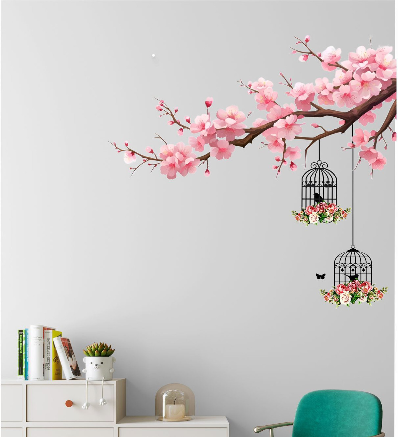 Image of KgnDesigns 58 inch wallsticker TREE AND CAGE STICKER Self Adhesive Sticker
