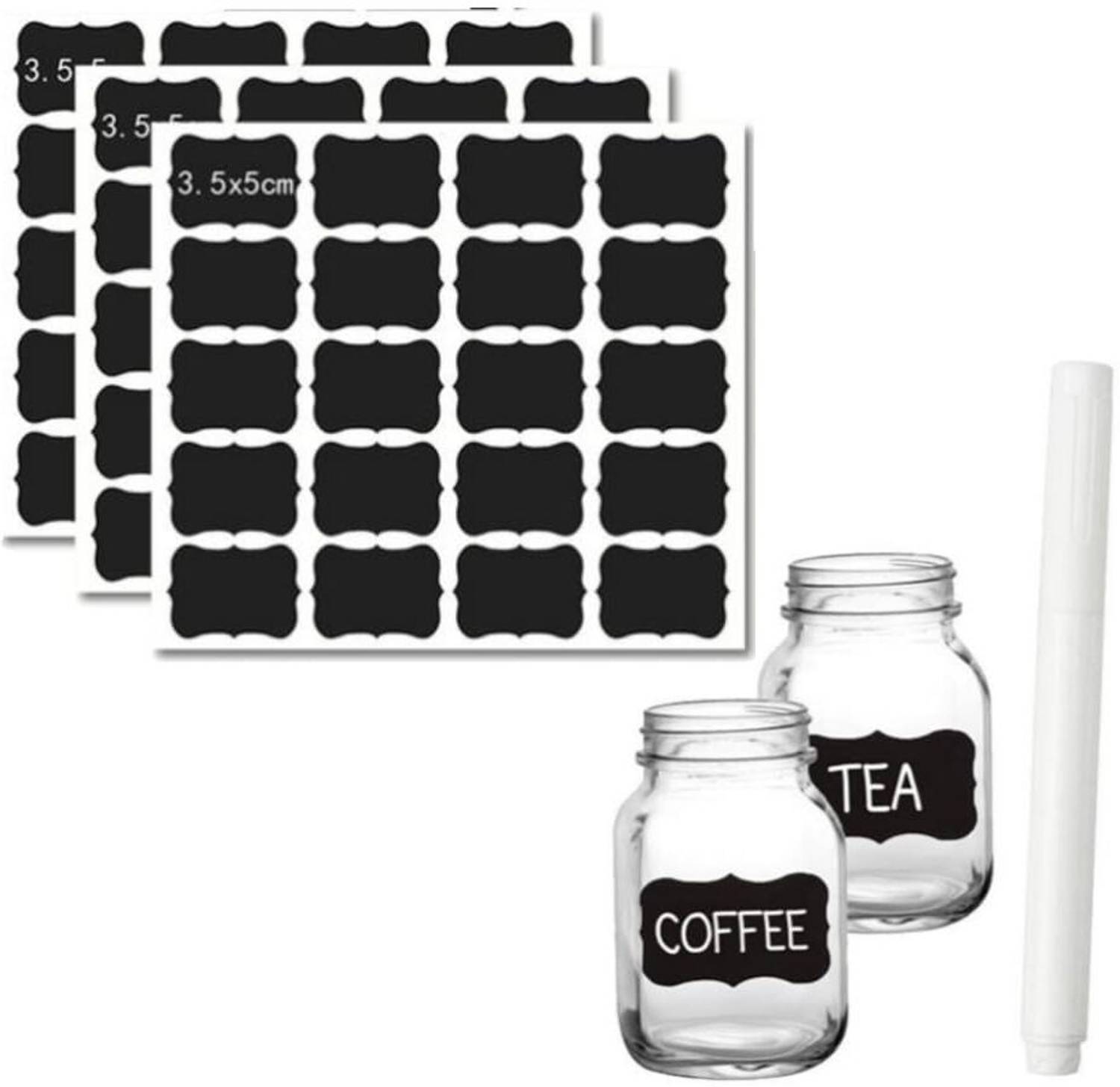4tens 5 cm 48 Pcs Chalkboard Labels with Pen Reusable Blackboard Stickers for food Storage Chalkboard Sticker