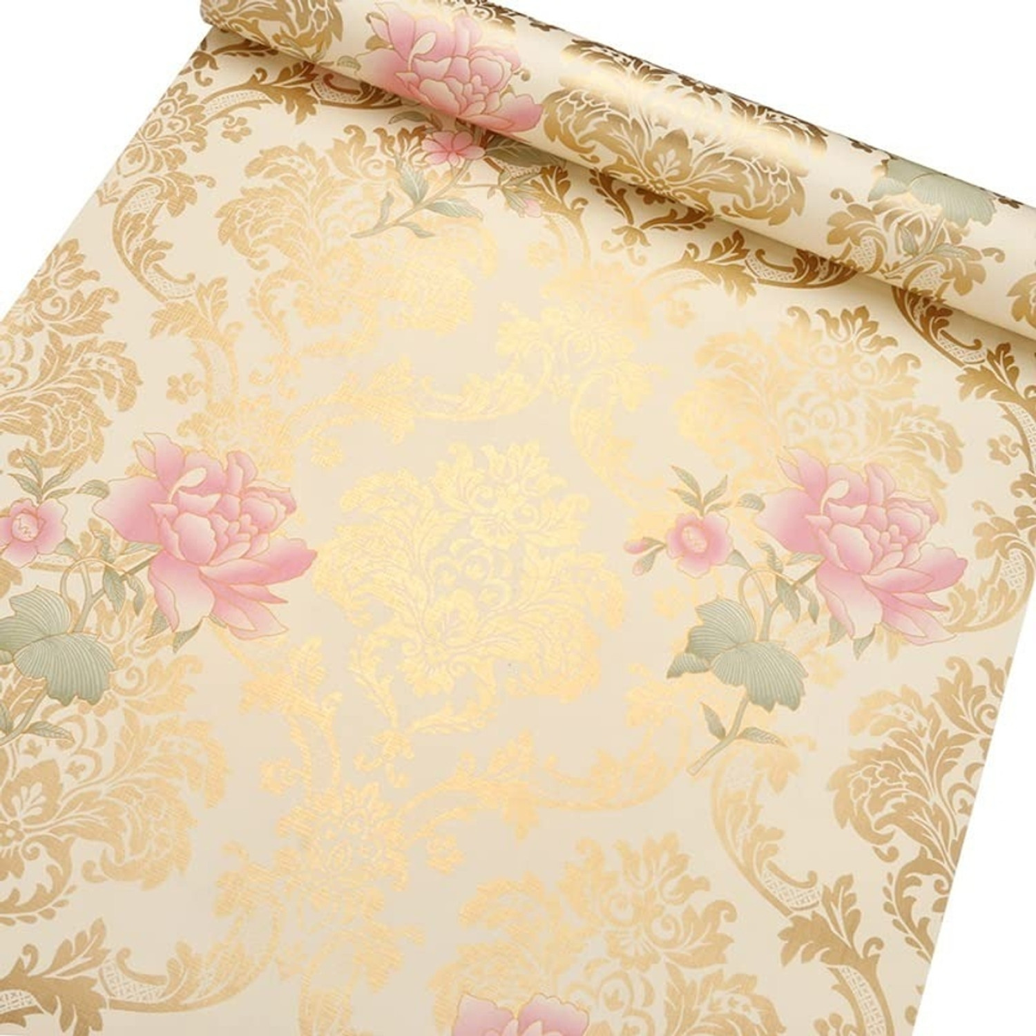 Image of KAAF 1000 cm x 45 cm Waterproof Abstract Vinyl Wallpaper (Gold, Pack of 2)