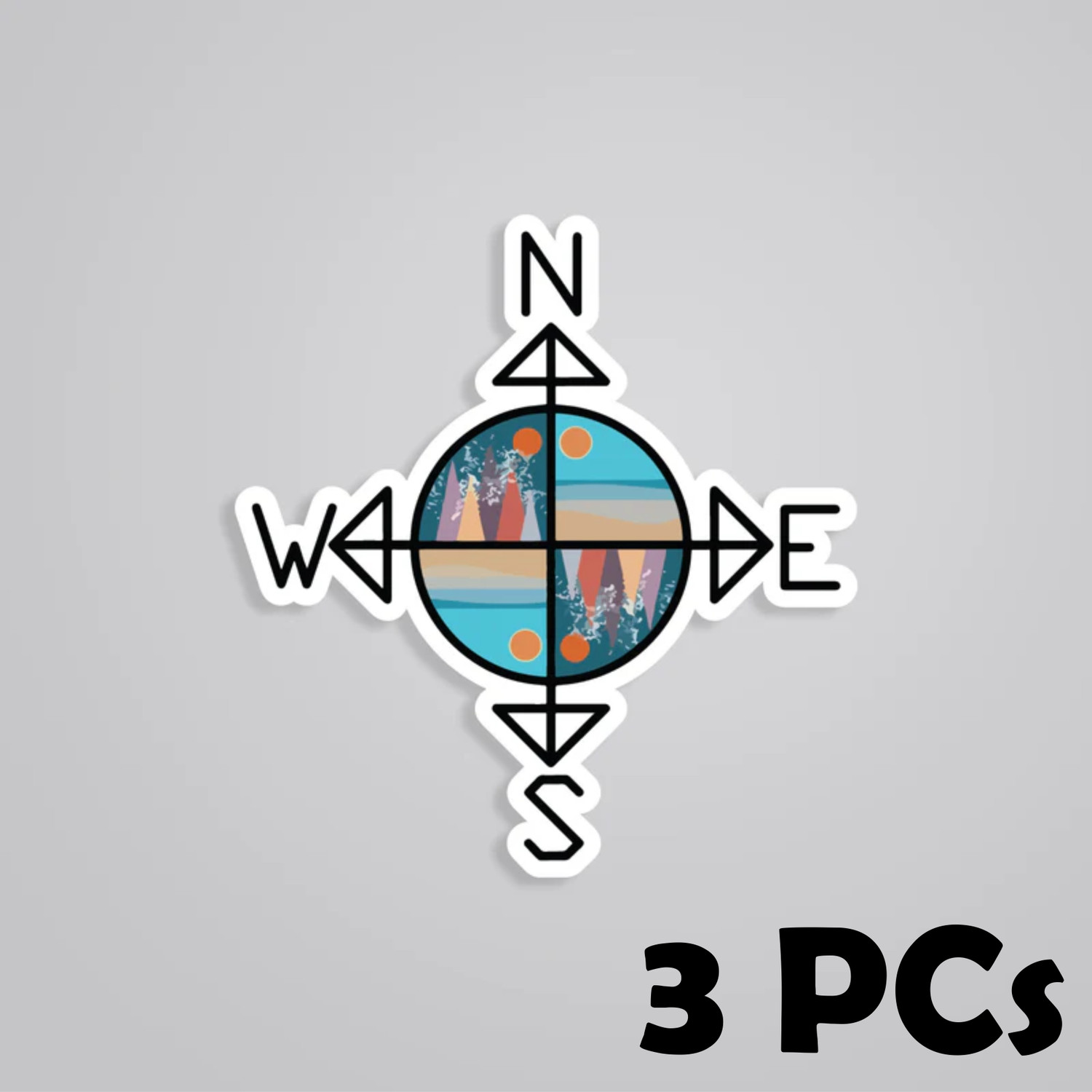 Image of ESTLIO 6 inch Sports Compass Pack of 3 Removable Sticker