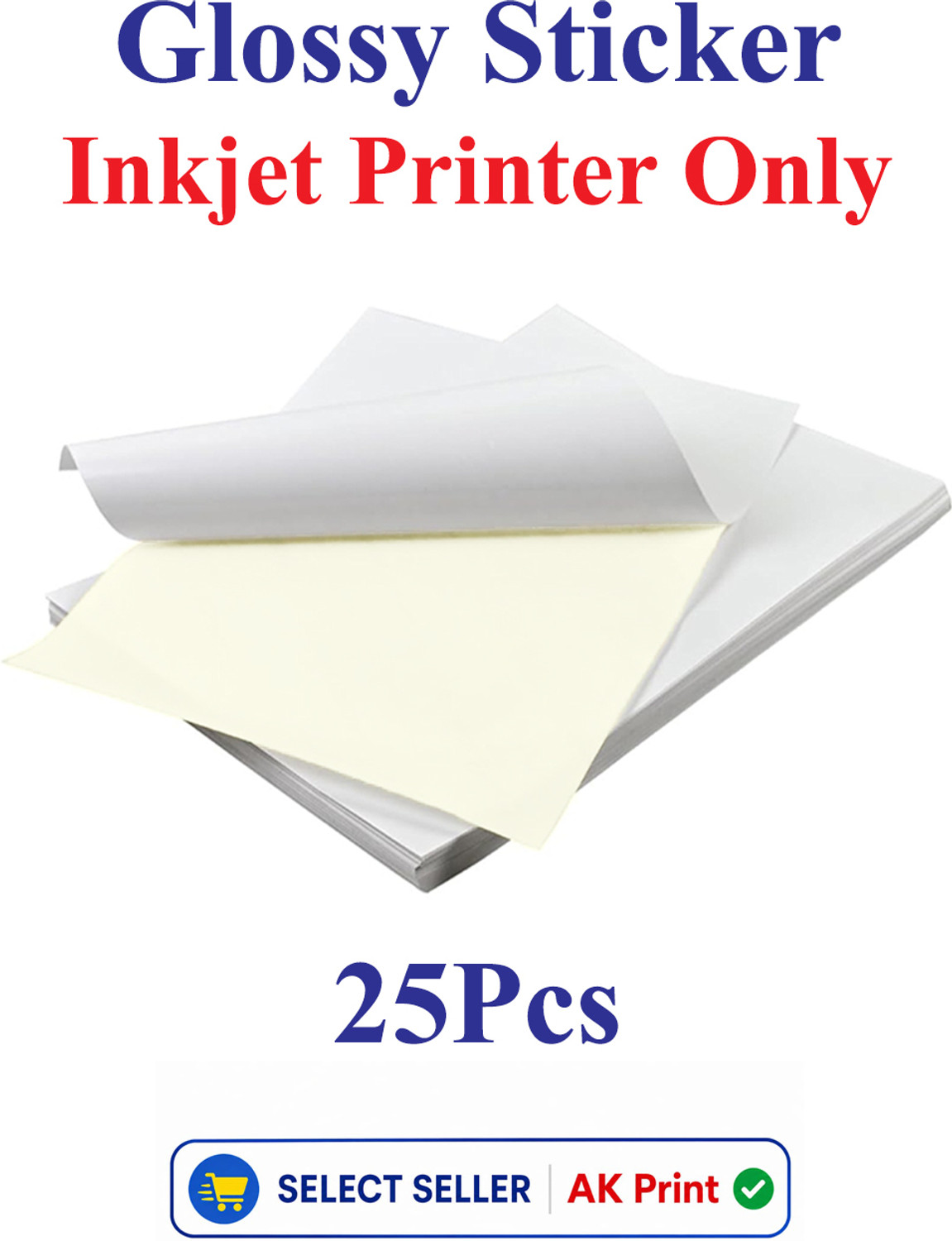 Image of AKPrint 290 cm x 210 cm Plain Glossy Sticker for Inkjet Printers Self Adhesive Sticker
