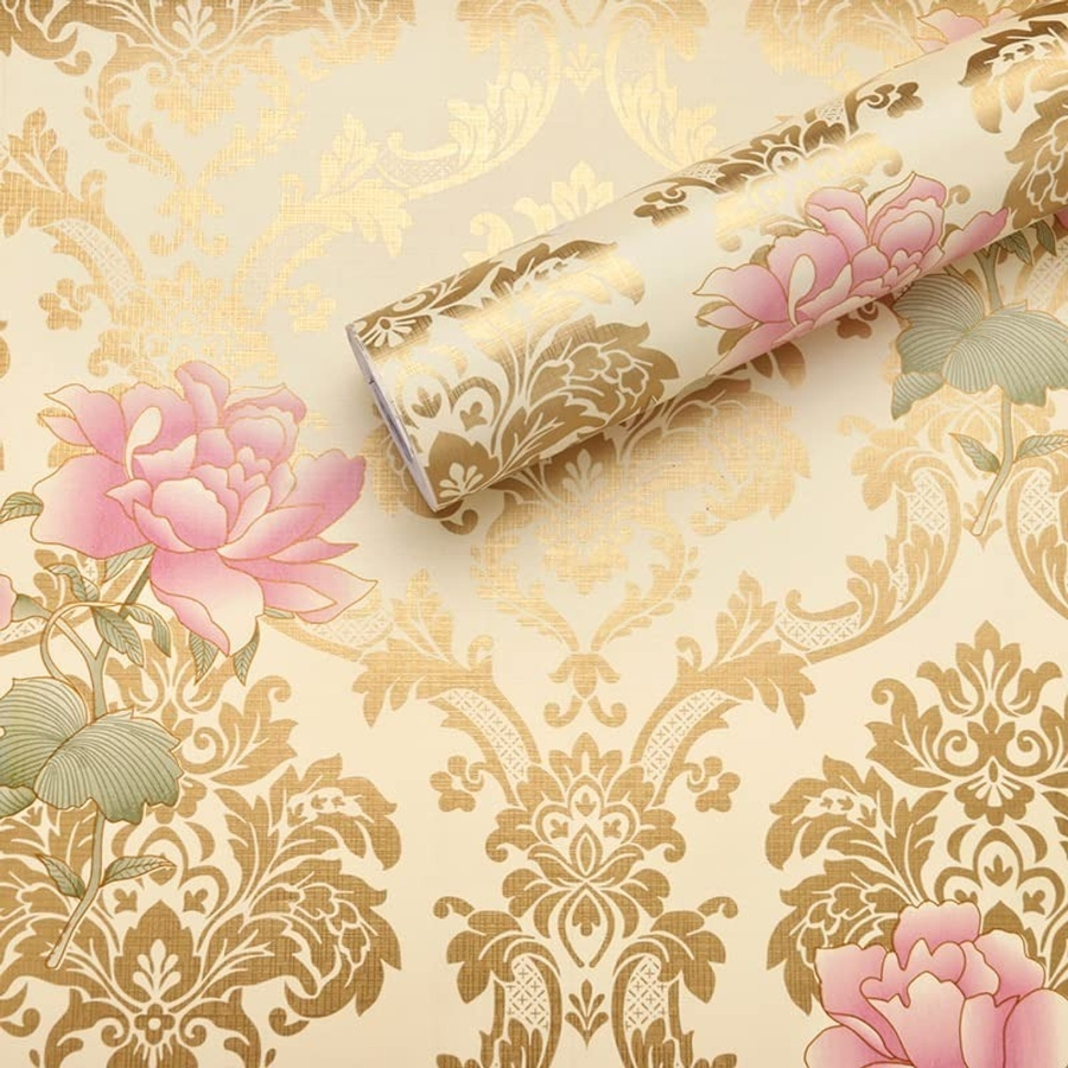Image of KAAF 1000 cm x 45 cm Waterproof Abstract Vinyl Wallpaper (Gold, Pack of 2)