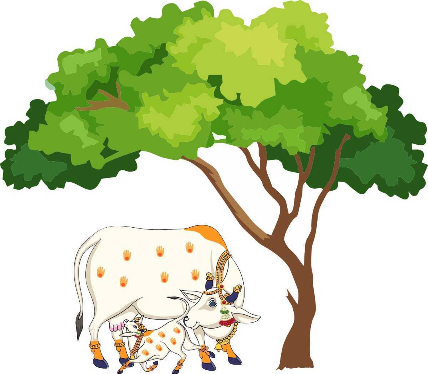 Ajay craft 62 cm Bless your Home with Kamdhenu cow "Heaven Art" Amazing and trendy wall sticker Self Adhesive Sticker