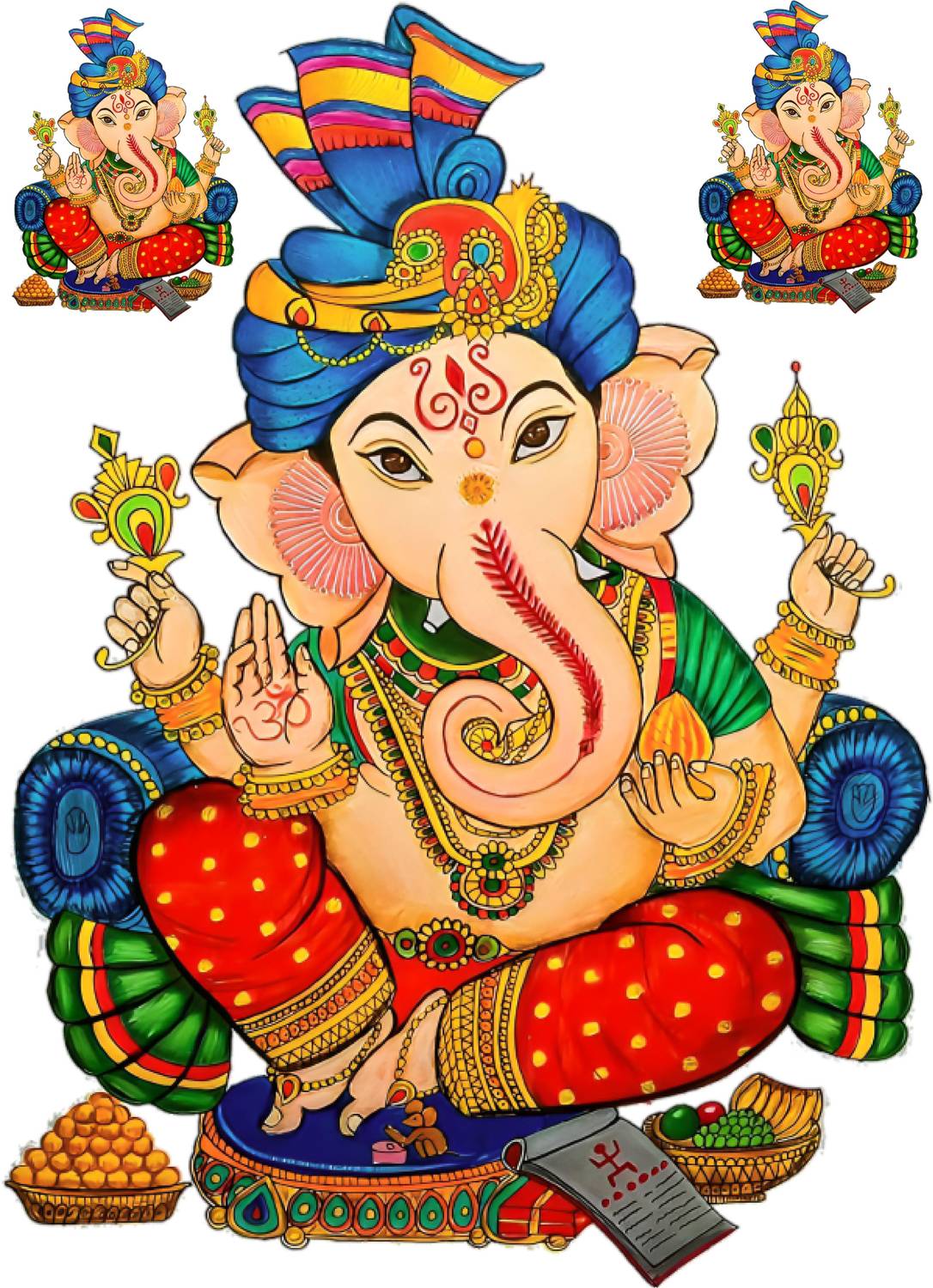 Arnema 48 cm Ganpati Wall Stricker + 2 pcs Laptop & Murals, Size - 45 cm x 32 cm Self Adhesive Sticker