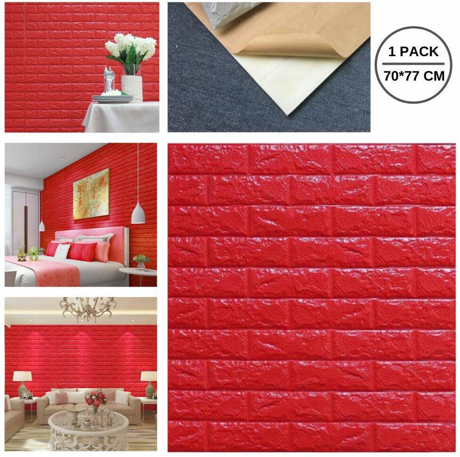 Image of Flipkart SmartBuy 77 cm 3D Brick Wallpaper For Wall Self Adhesive Sticker