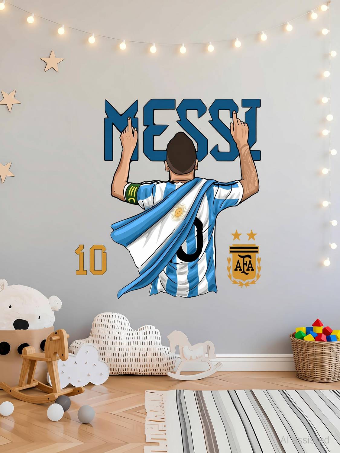 ArtisticDecals 60 cm Messi Argentina Wall Sticker | Football Themed Decor for Boys Room Self Adhesive Sticker