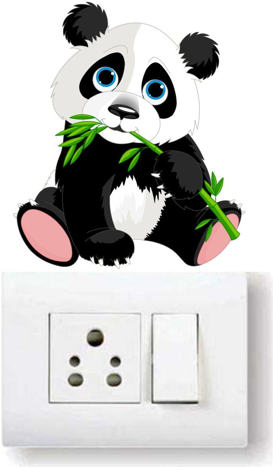 Image of WallHunt 27 cm Panda Switch Sticker Self Adhesive Sticker