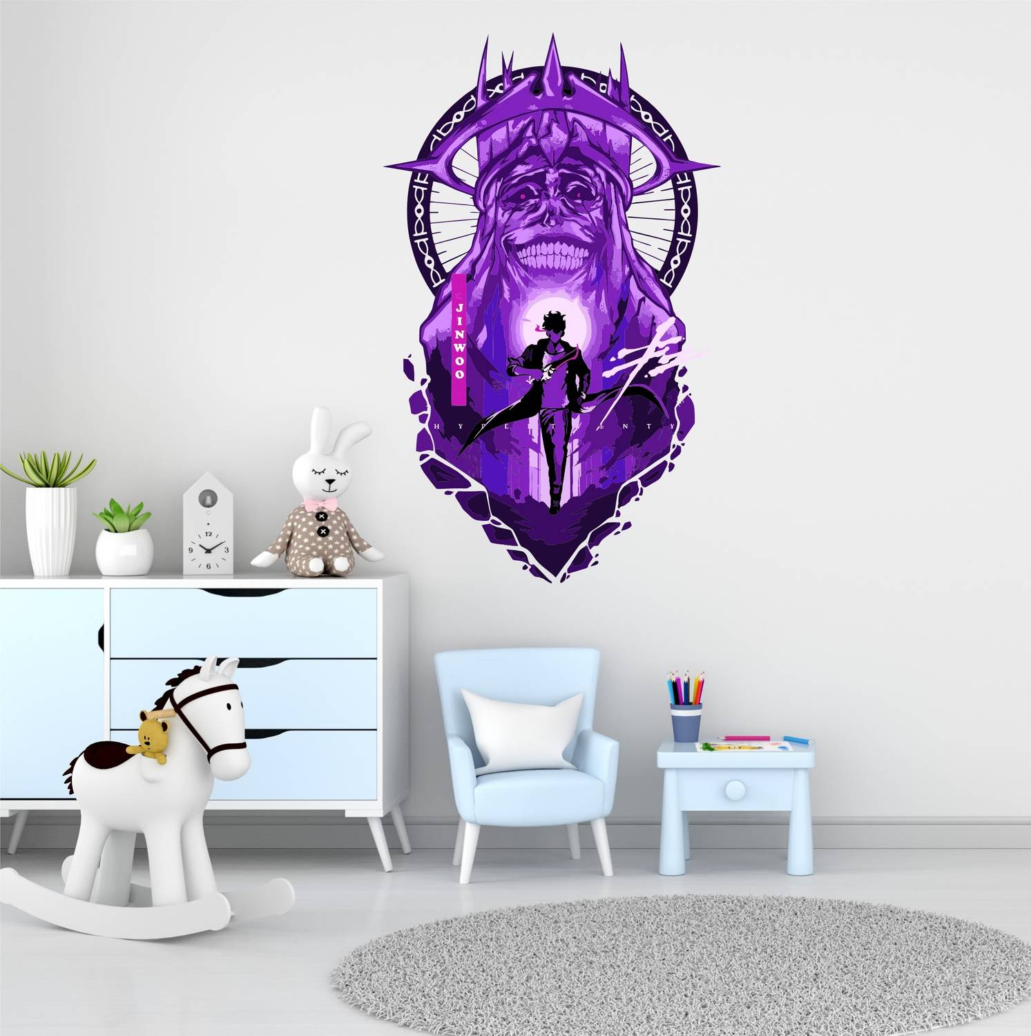 ArtisticDecals 60 cm Anime wall sticker of Solo Leveling Jinwoo For kid Hall room Self Adhesive Sticker
