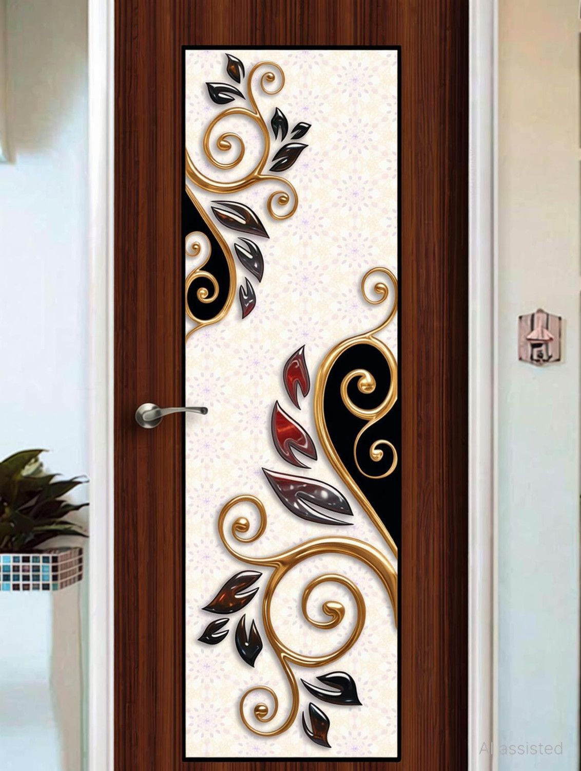Image of BPDESIGNSOLUTION 76.2 cm Lily Flower Door Sticker Wallpaper Self Adhesive Sticker