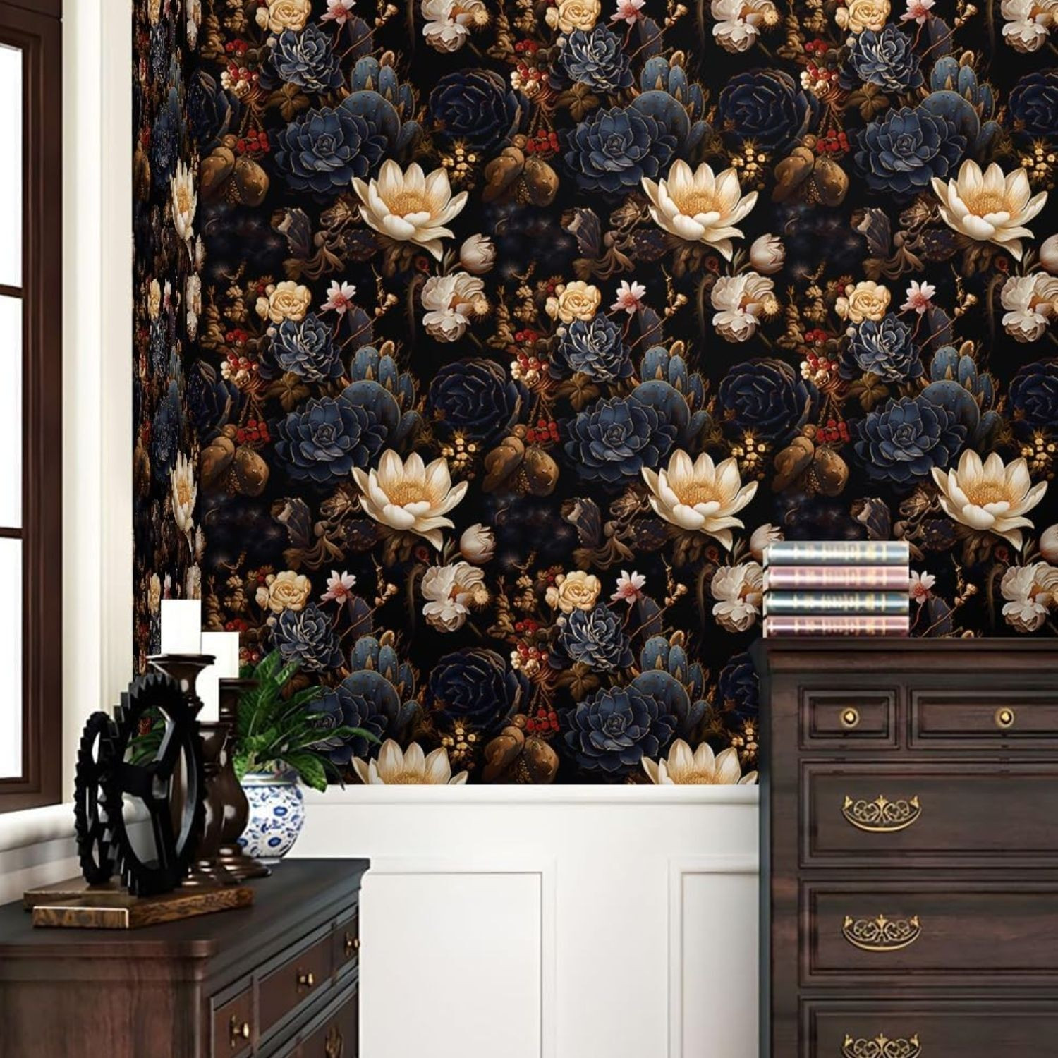 Image of HOMEMATES 304.8 cm x 45.72 cm Waterproof Floral & Botanical Vinyl Wallpaper