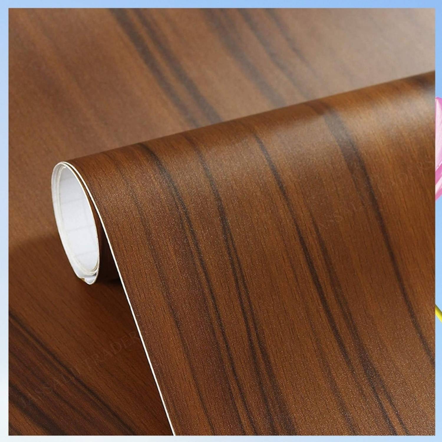 A1 Decor 3657 cm PVC Wooden Wallpaper Texture Waterproof Wall Sticker -Brown -12X120 Combo Self Adhesive Sticker