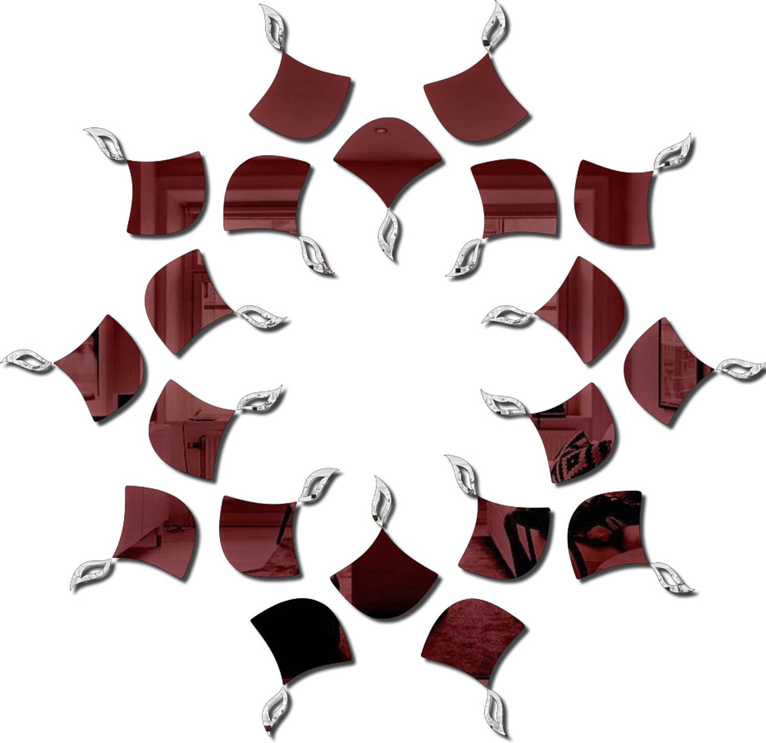 Bikri Kendra 4.58 inch Diya 20 New Brown 3d mirror sticker for wall Acrylic sticker Self Adhesive Sticker