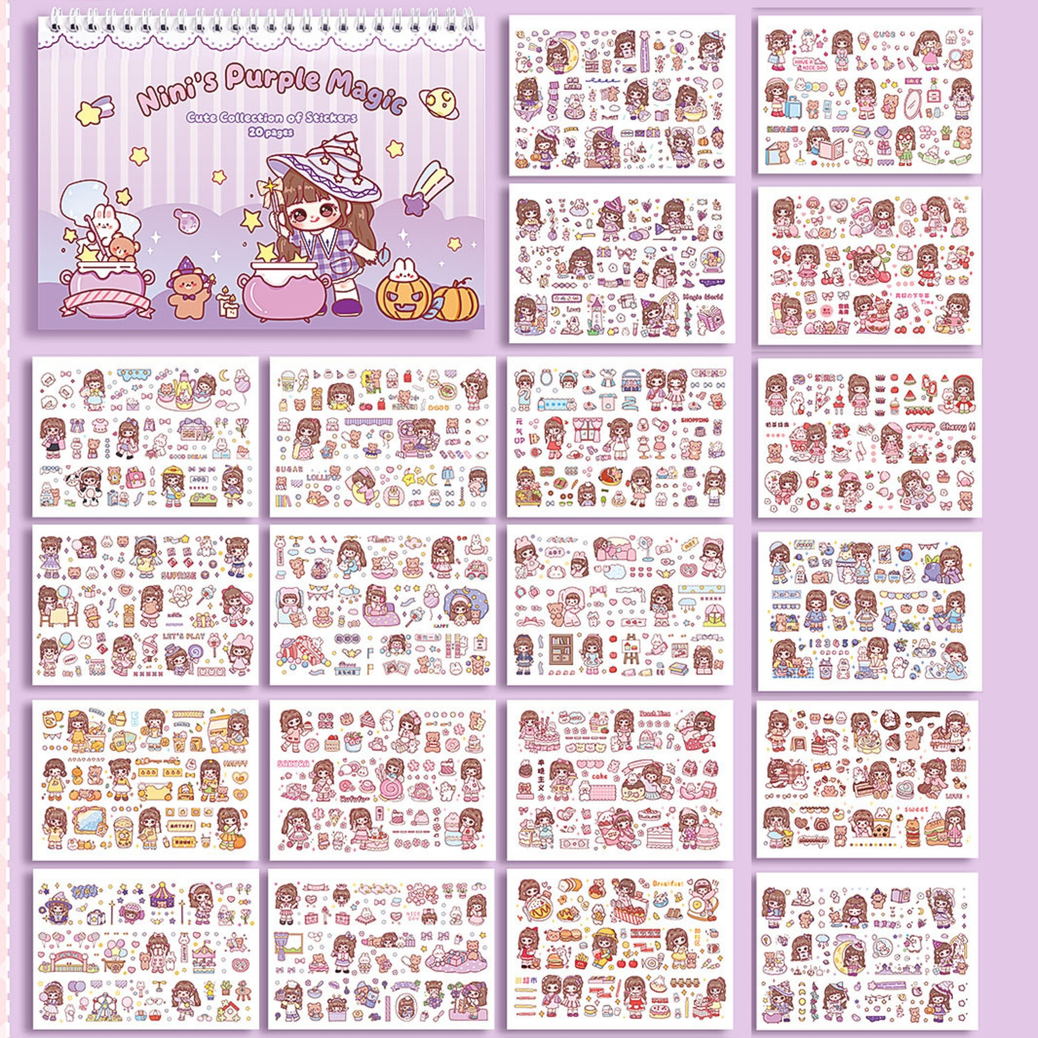 Image of HS ENTERPRISE 21 cm Cute Kawaii Sticker Book 1000+ Cartoon Stickers for Kids Girls Planner DIY Self Adhesive Sticker