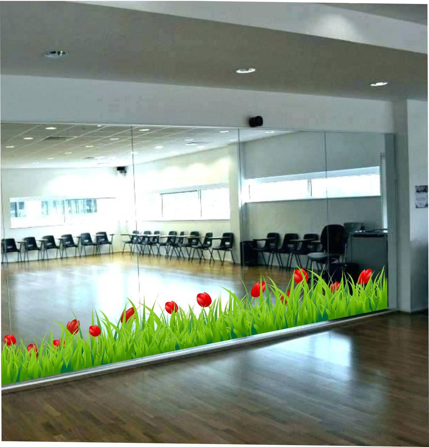 Aashrut decor 27 cm Flower Grass Wall Stickers ( 27Cm X 117Cm )Wall Sticker ASD Self Adhesive Sticker