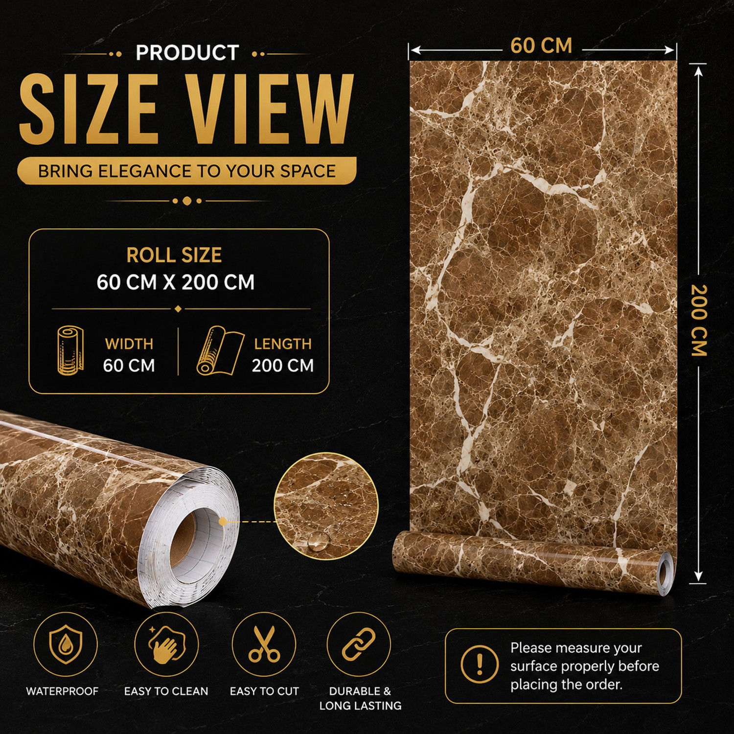 Image of Pamidhar 200 cm Contact Marble Wallpaper(200X60CM) Self Adhesive Sticker