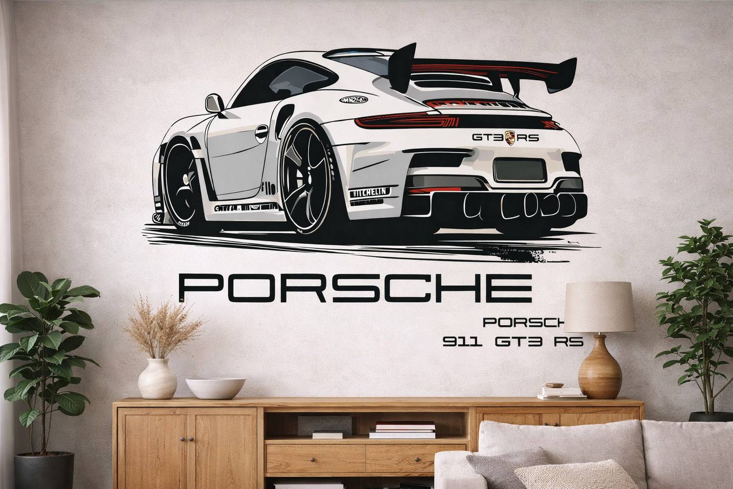 artisian inkwork 60 inch porsche car wall sticker Self Adhesive Sticker