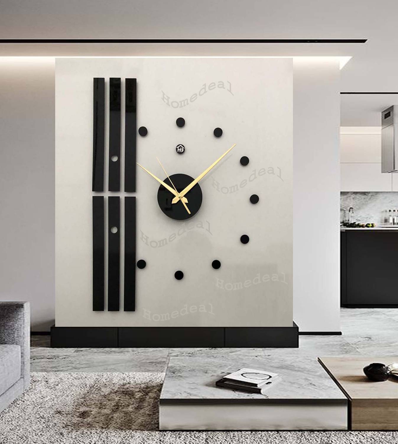 HomeDeal 21 inch 3D Six Line Acrylic Wall Clock For Every Place 