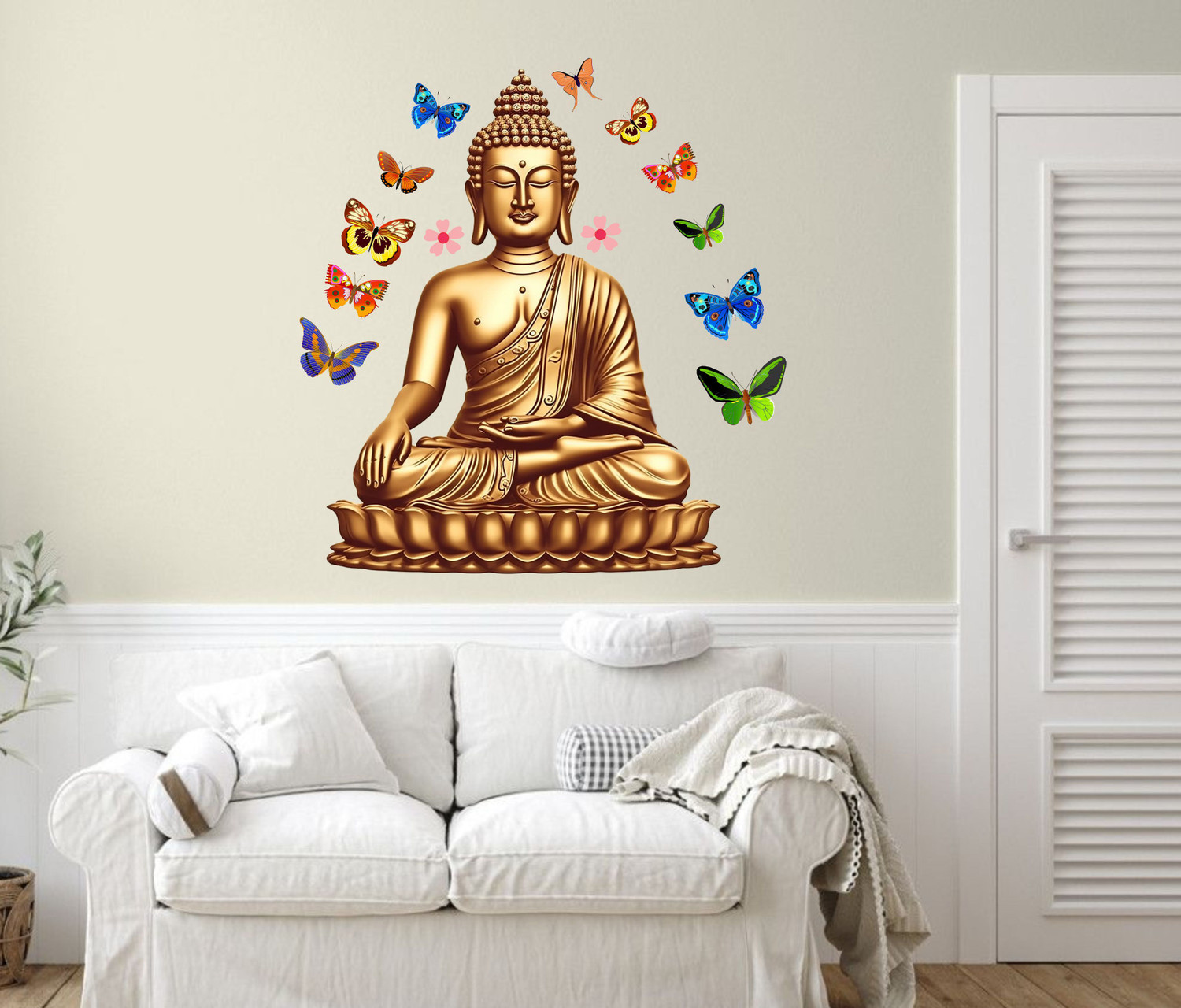 Image of RehanDecors 48 cm Gautam Buddha Wall Sticker and Mural Size -16X19 Inches Removable Sticker