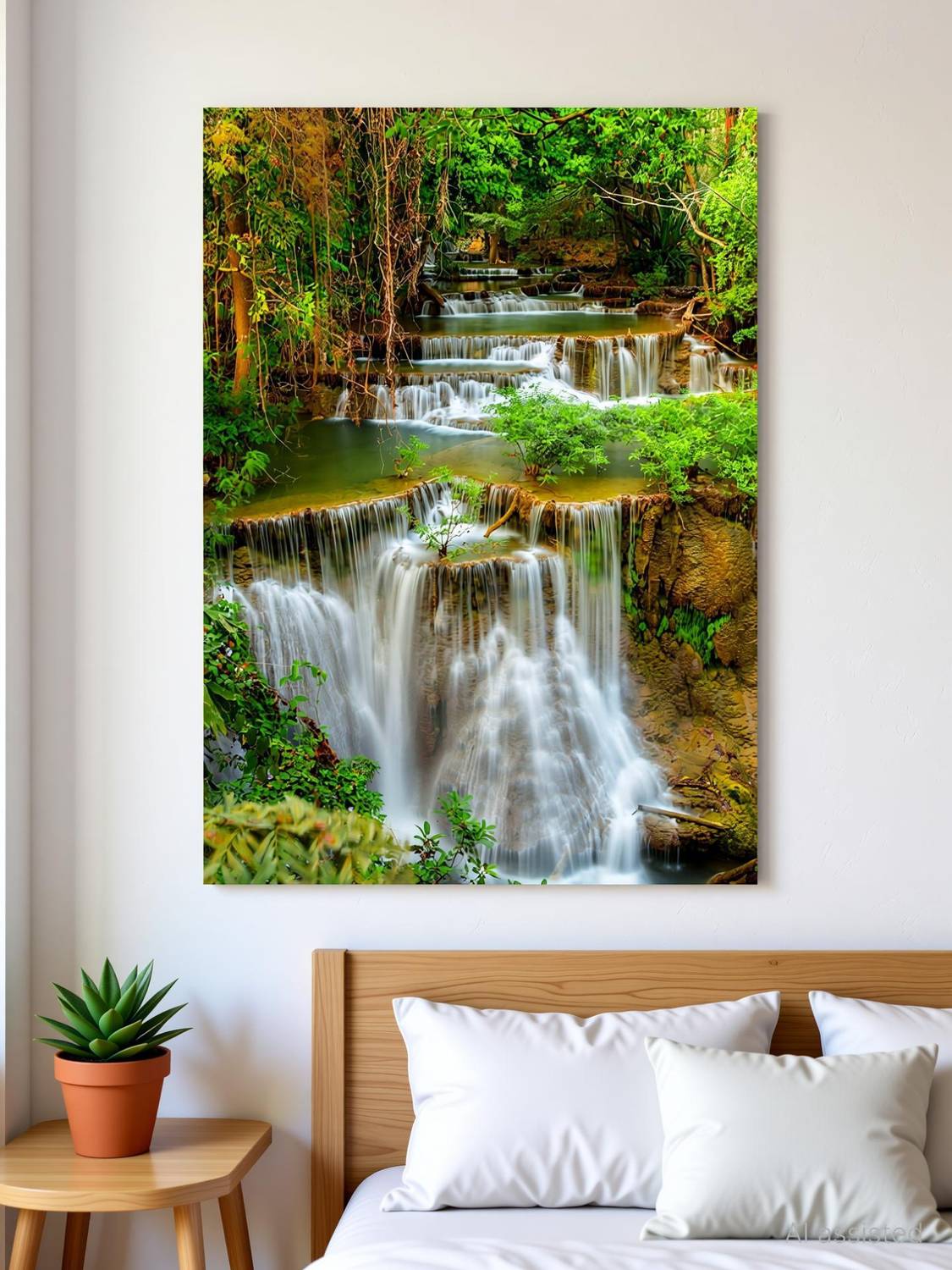 ARTOLIC 12 inch Beautiful Waterfall Deep Forest Vinyl Wall Sticker 12×18 Inch Self Adhesive Sticker