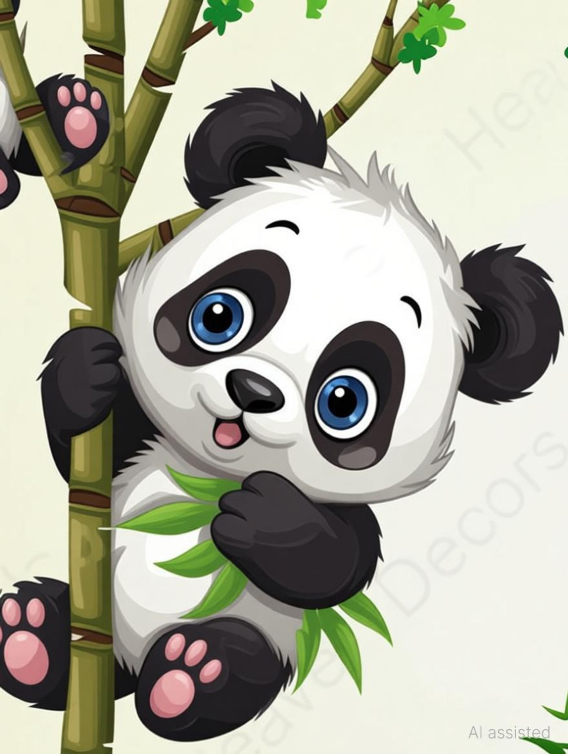 Image of Heaven Decors 110 cm Kids Panda On Tree And Baby (Ideal Size On wall - 95 x 110 cm Self Adhesive Sticker