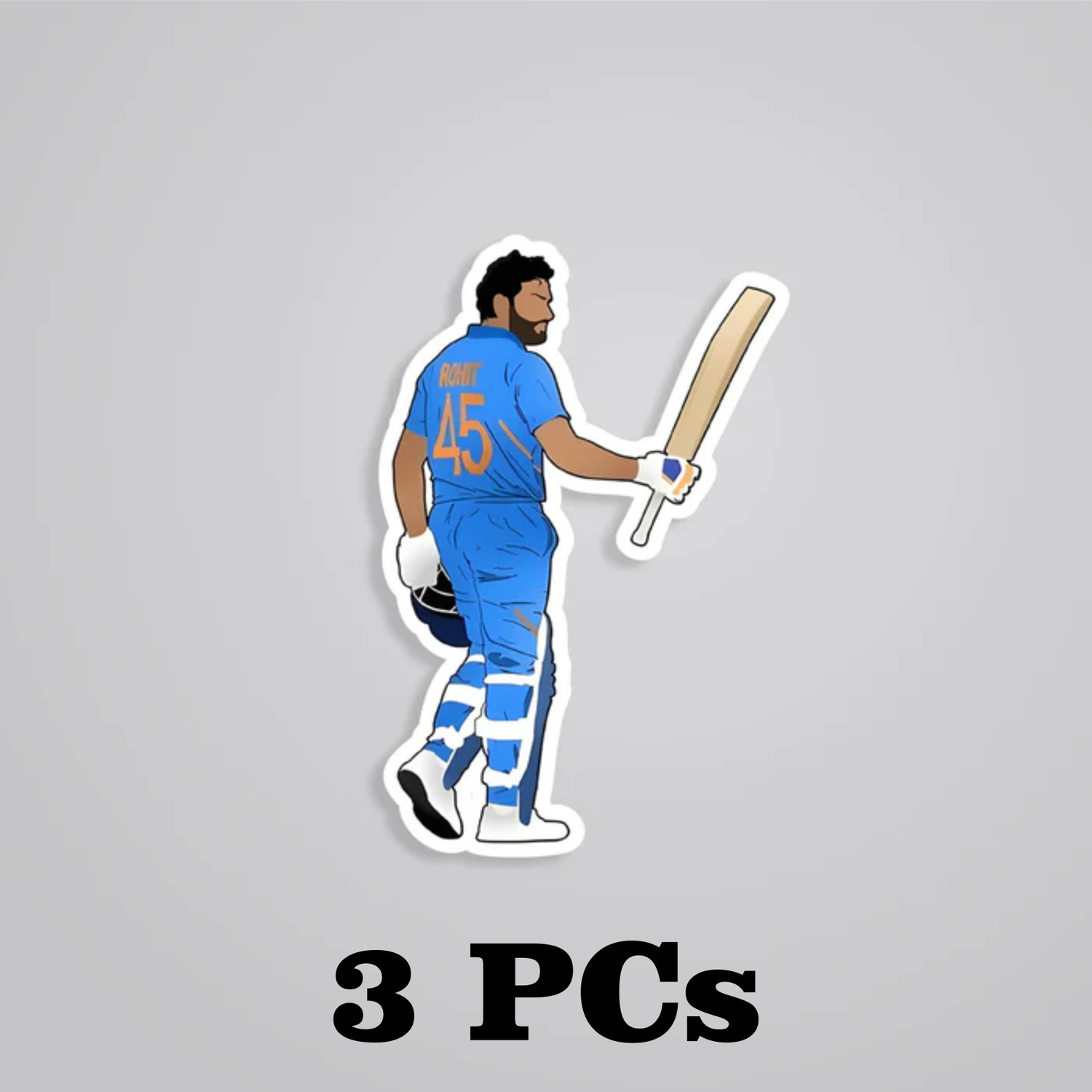 Image of ESTLIO 6 inch 3 Pcs Cricket Player Sticker Set for Laptop Car Bike Helmet Notebook Removable Sticker