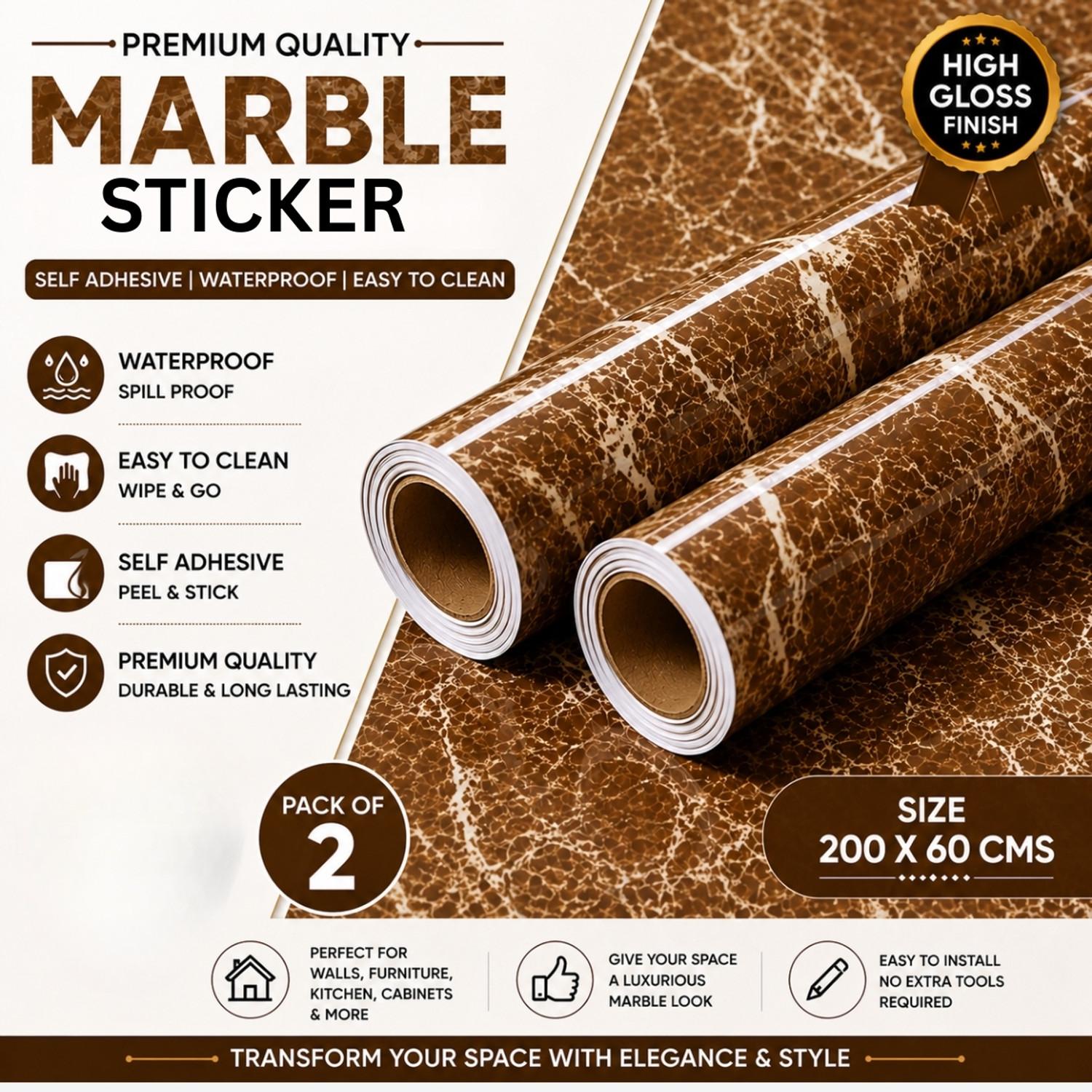 Image of Pamidhar 200 cm Contact Marble Wallpaper(200X60CM) Self Adhesive Sticker
