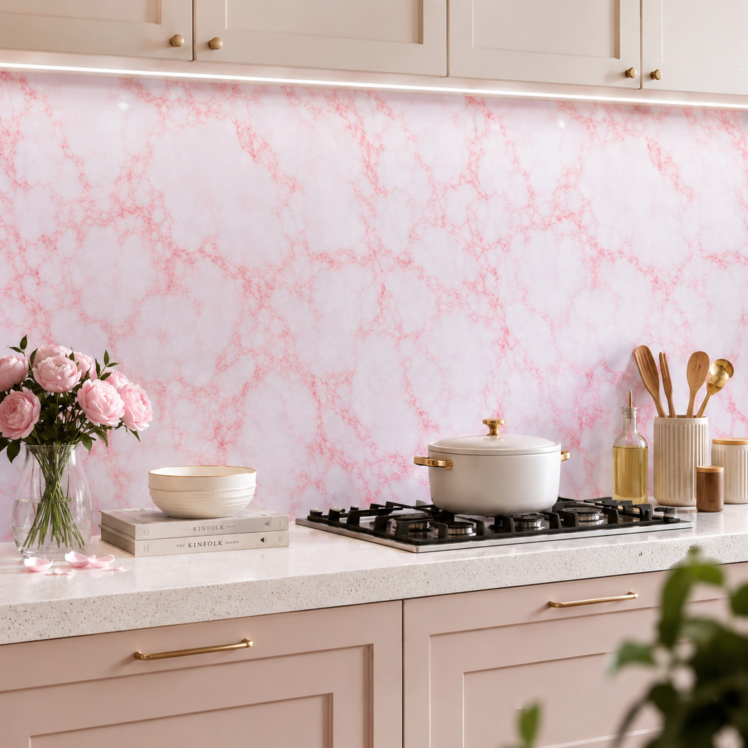 Image of Pamidhar 200 cm Self Adhensive Pink Marble Wallpaper Sticker For Decoration200x60cm(PACK OF1) Self Adhesive Sticker