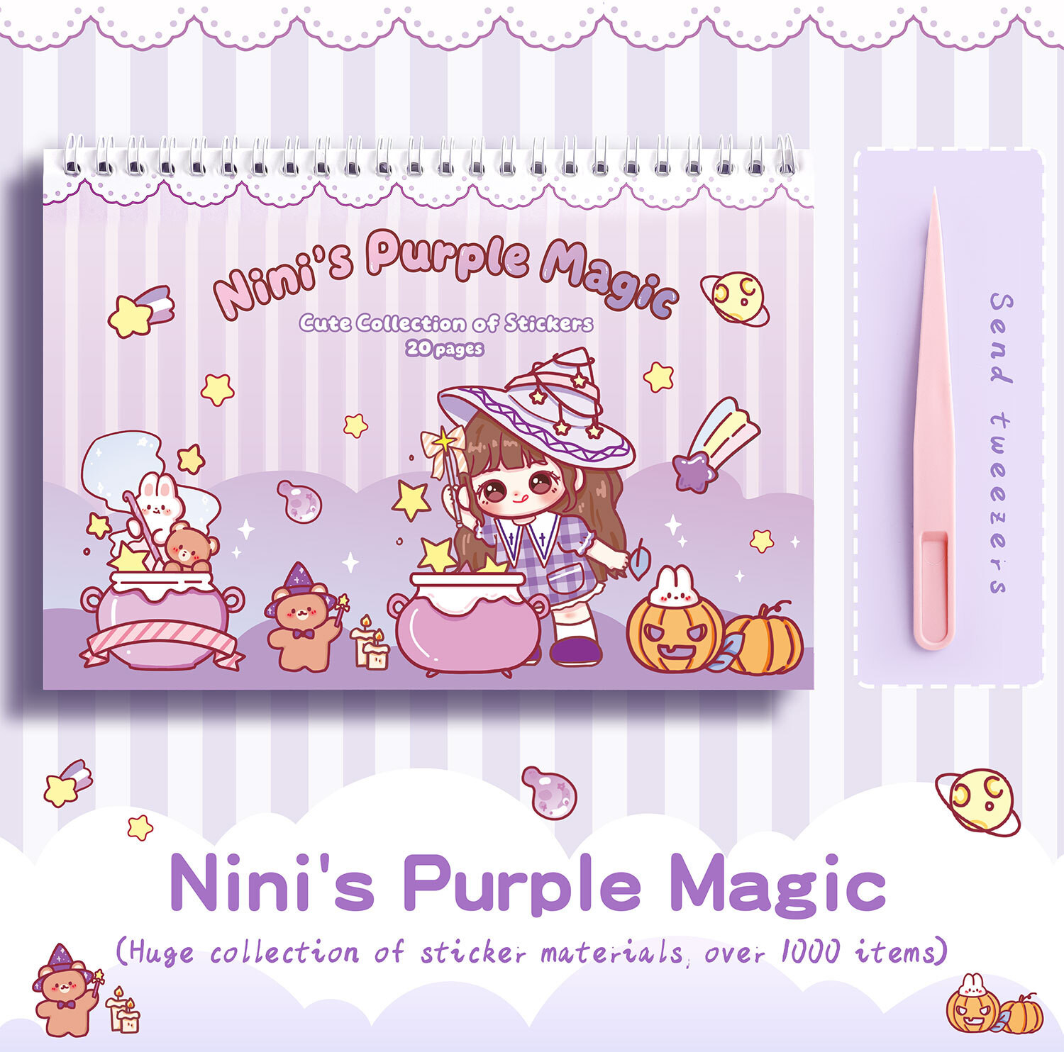 Image of HS ENTERPRISE 21 cm Cute Kawaii Sticker Book 1000+ Cartoon Stickers for Kids Girls Planner DIY Self Adhesive Sticker