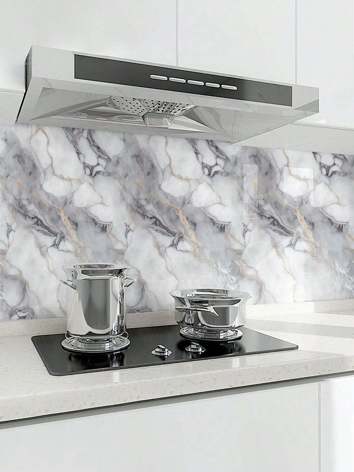 Image of FOKRIM 300 cm Decorative White marble Wallpaper 45x300CM Self Adhesive Sticker