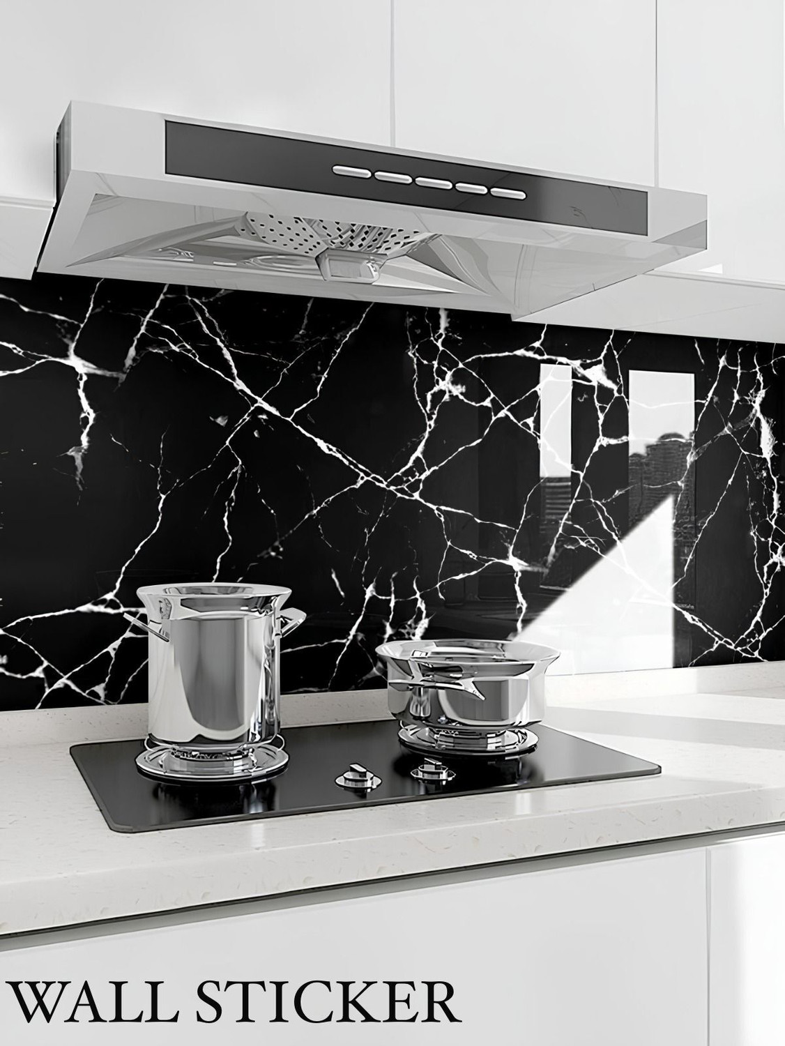 Image of voltify 200 cm Waterproof Wall Sticker For Kitchen & Home Decor - Glossy Marble Pattern Self Adhesive Sticker