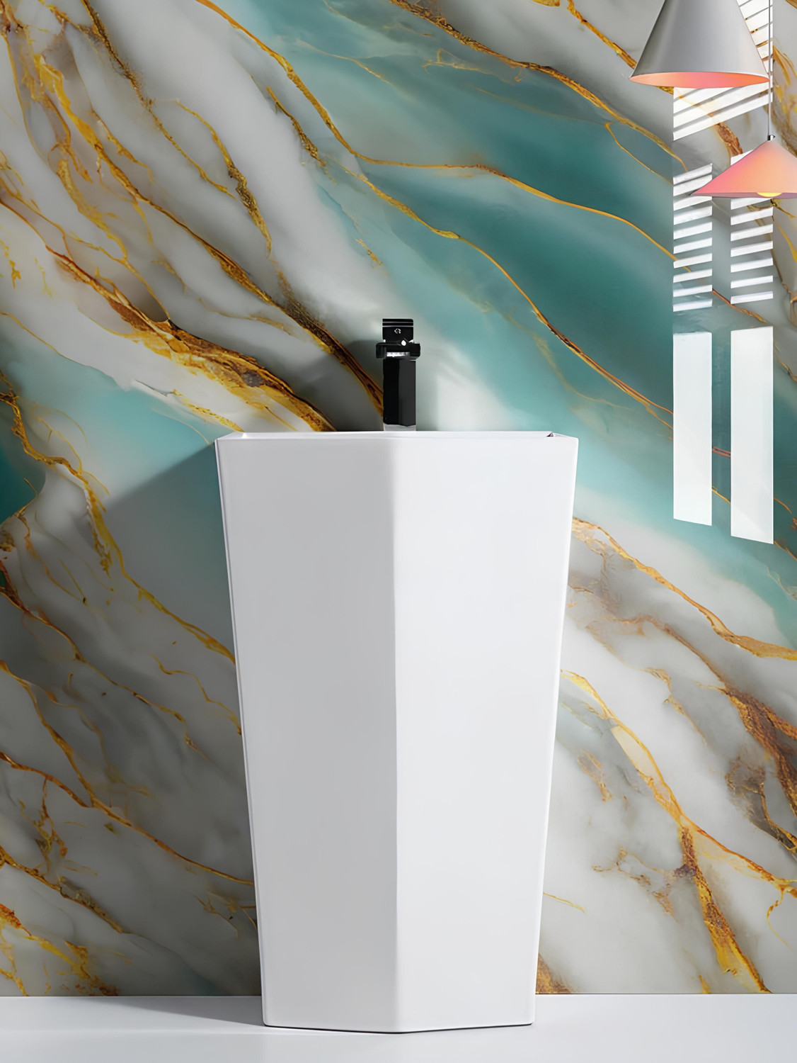 Image of voltify 200 cm Waterproof Wall Sticker For Kitchen & Home Decor - Glossy Marble Pattern Self Adhesive Sticker
