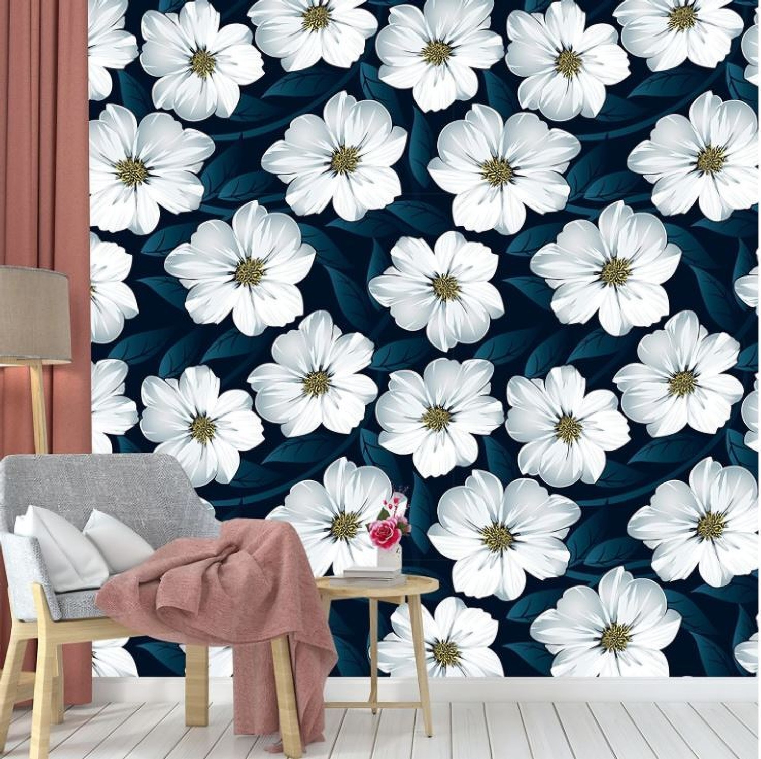 Image of walldecoree 300 cm BLUE FLOWER PACK 3 Self Adhesive Sticker