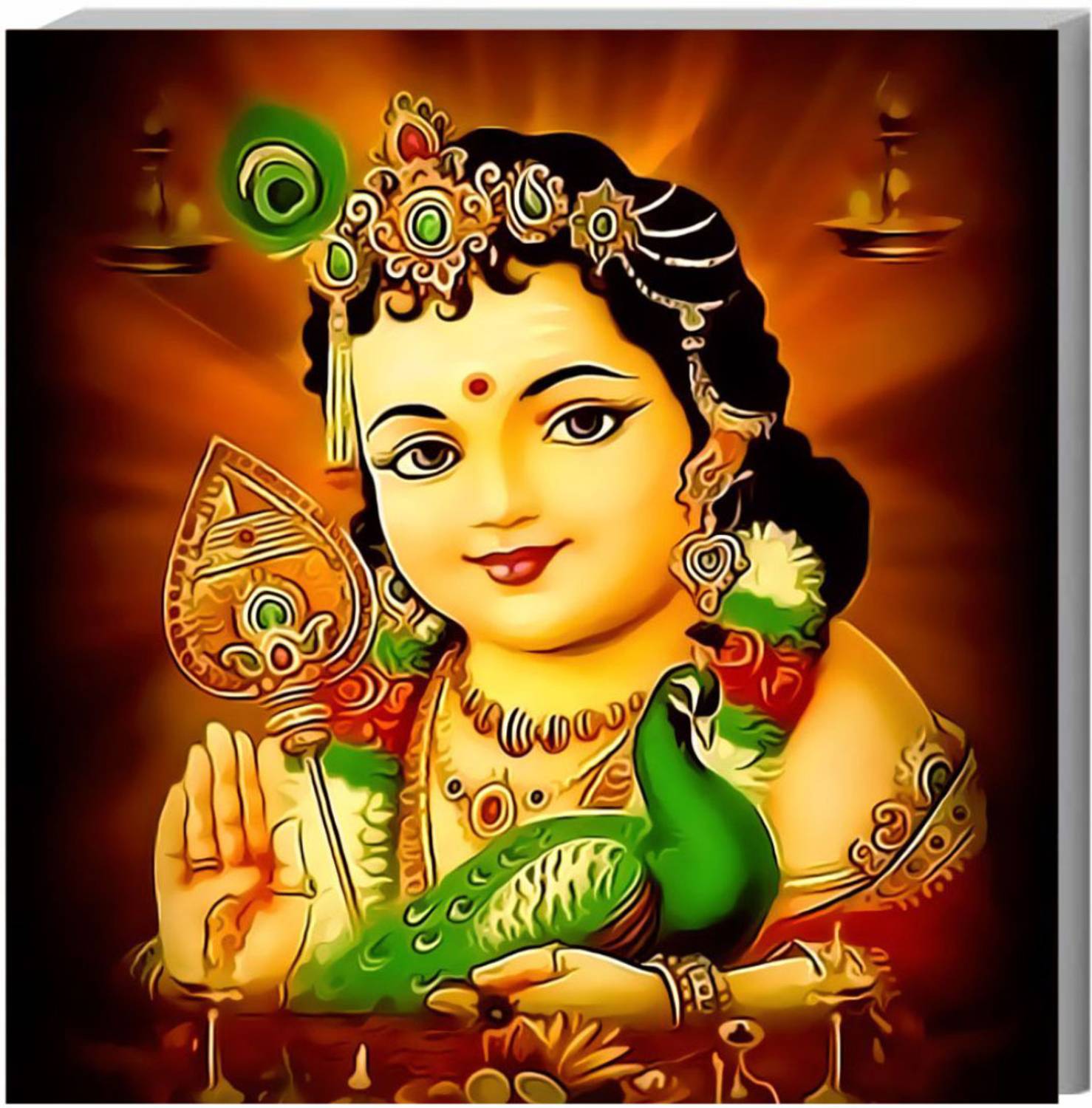 Ordershock 8 inch Bal Krishna Sunboard Home Décor Wall Décor Puja Room Office Room 8x8 Inch Self Adhesive Sticker
