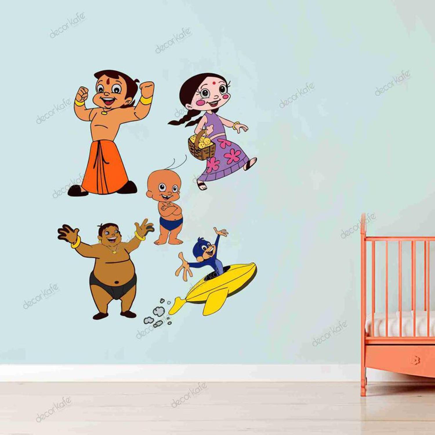 Aashrut decor 63 cm Chhota Bheem and Friends Wall Stickers Self Adhesive Sticker