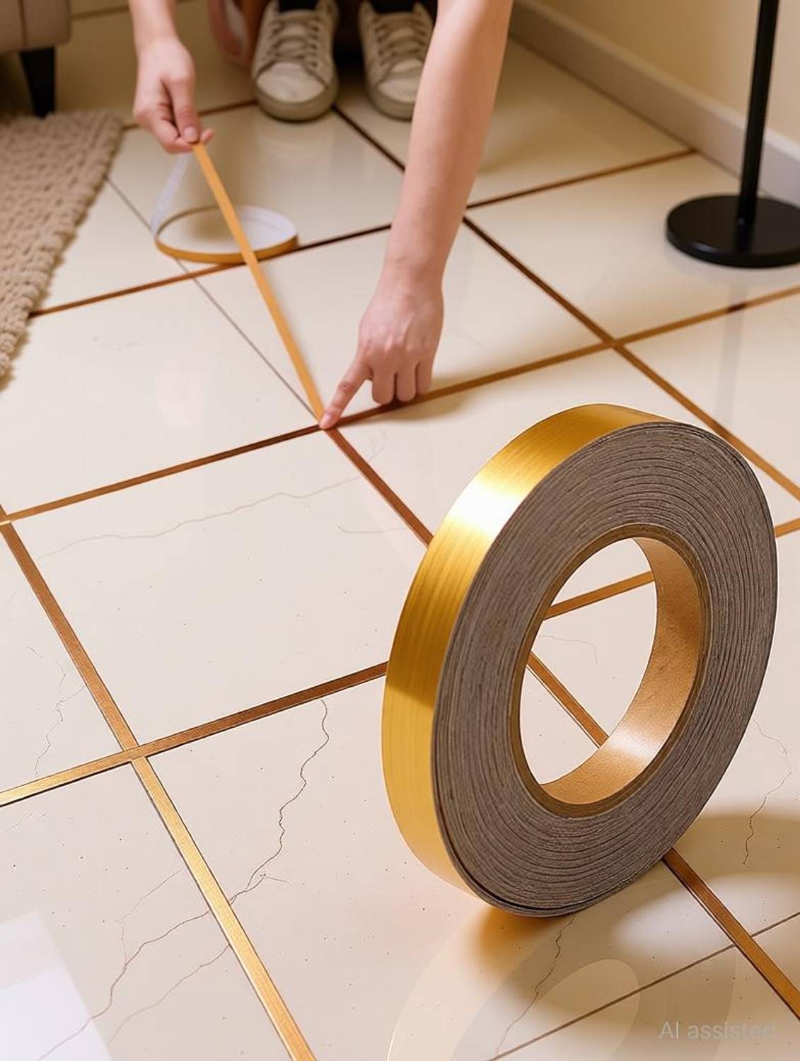 Betlex 500 cm 50 meter Home Tile Sticker Sealing Tape for Floor and Wall (1 cm x 50m) Removable Sticker