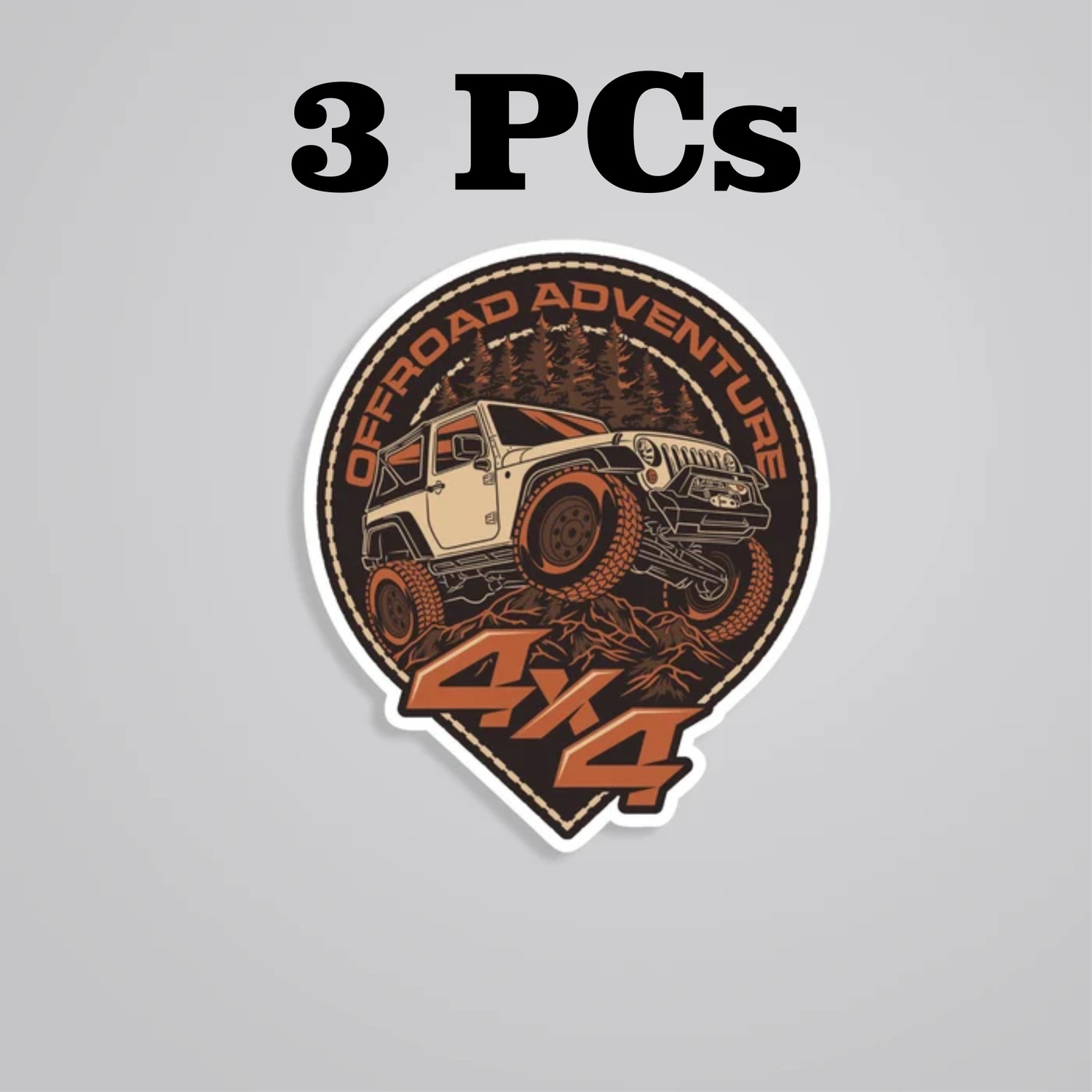 Image of ESTLIO 6 inch 3 Pcs Off Road Adventure 4x4 Jeep Car Sticker Set for Bike Helmet Car Laptop Removable Sticker