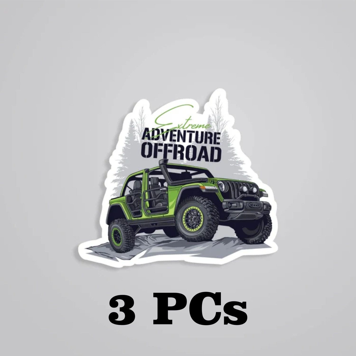 Image of ESTLIO 6 inch 3 Pcs Extreme Adventure Off Road Jeep Sticker Set for Car Bike Helmet Laptop Removable Sticker