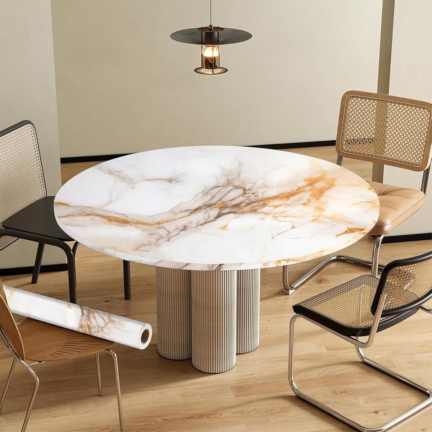 Image of SIRTERIQ 400 cm Aluminum Shining Marble Foil Waterproof 2 Roll For Kitchen Self Adhesive Sticker