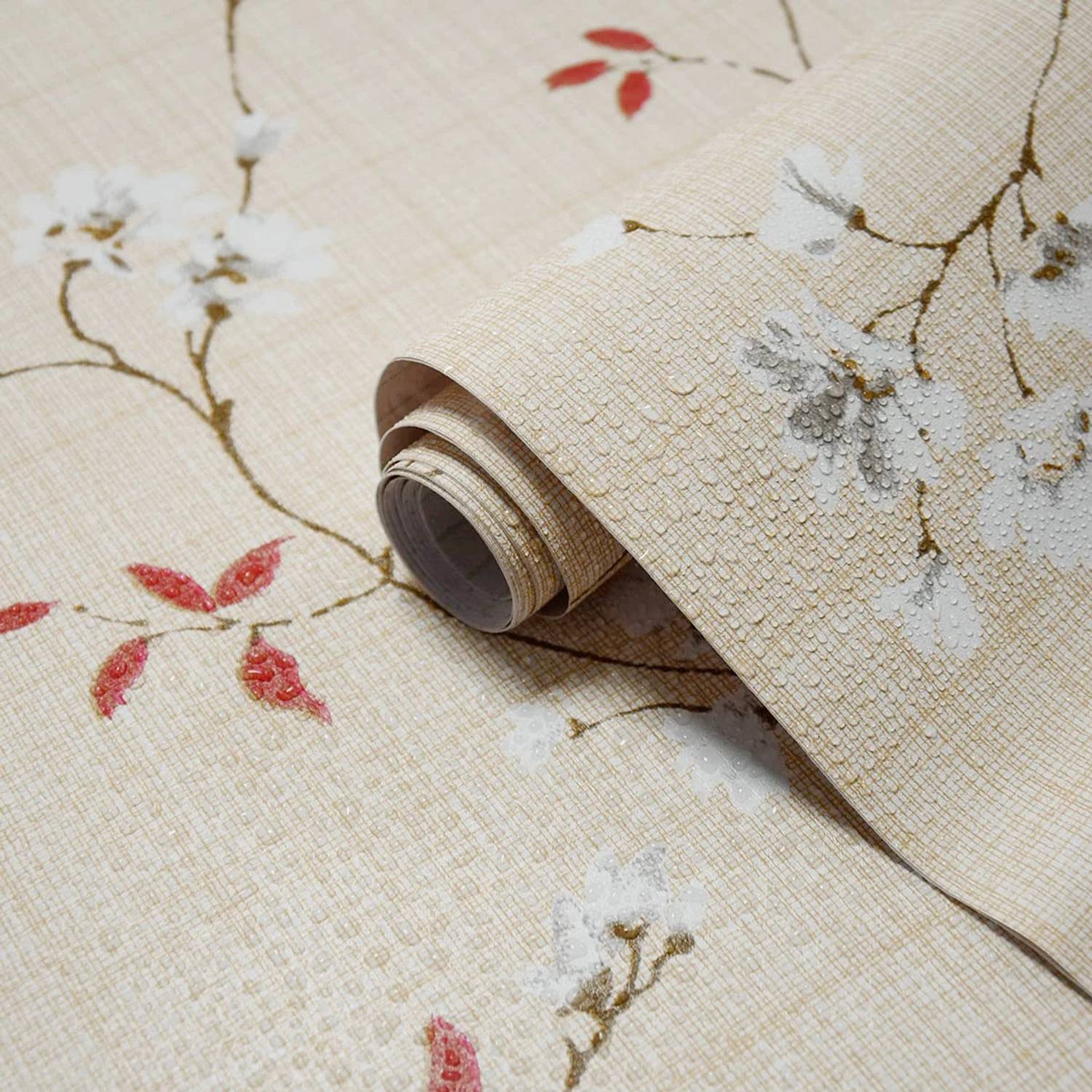 Anna Stella 304.8 cm Floral Leaves Beautiful Design Waterproof Wallpaper (304.8 x 45.72 cm) Self Adhesive Sticker