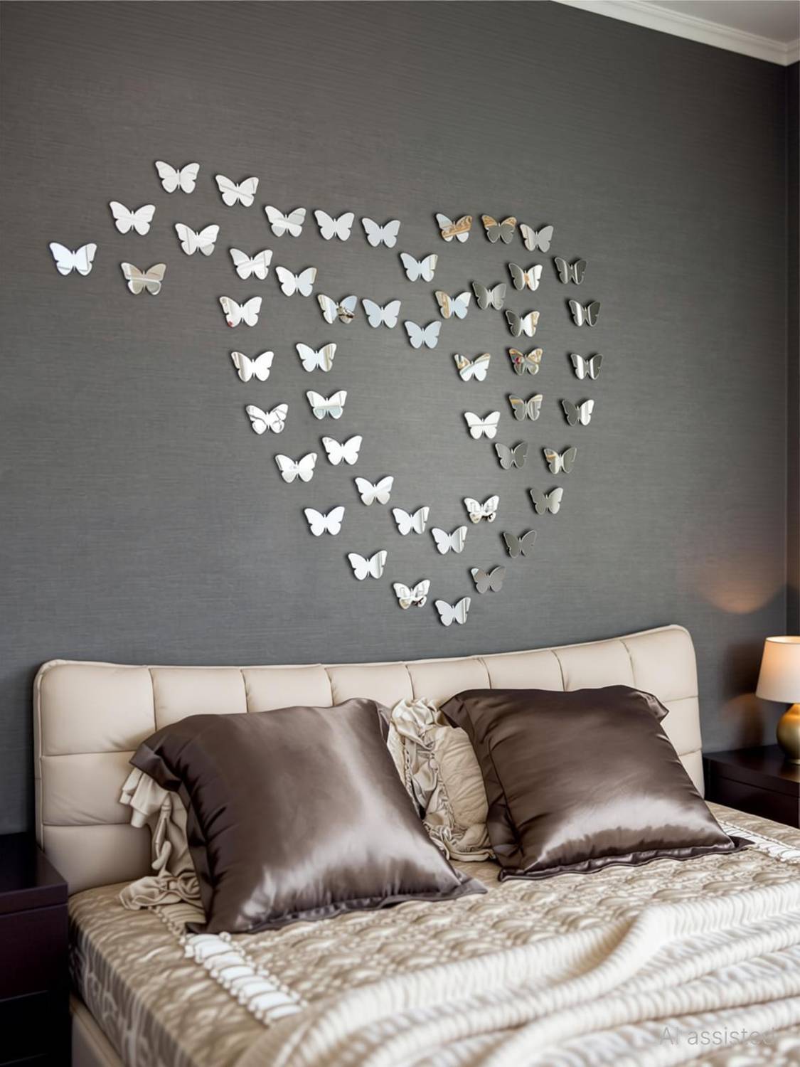 AtulyaArts 50 cm Acrylic butterfly Heart Black (Pack of 50) (all small size) 3D Mirror, 3D Acrylic Mirror stickers for wall, 3D acrylic stickers for living room, bedroom, kids room, kitchen and bathroom 3D Acrylic Mirror Wall Decor sticker for home & offices. Self Adhesive Sticker