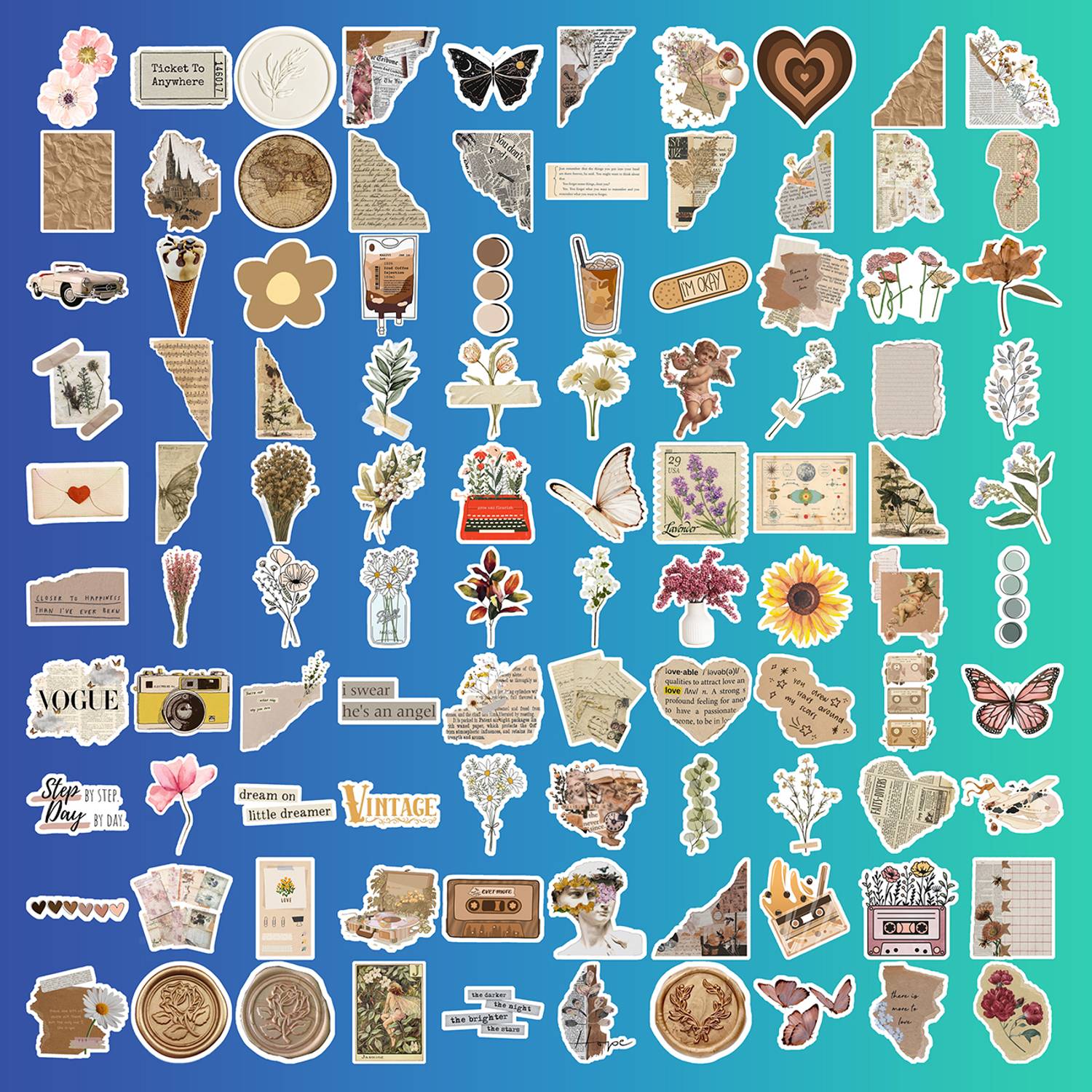 Obita 4.62 cm Aesthetic Vintage Sticker Cute Retro Journaling