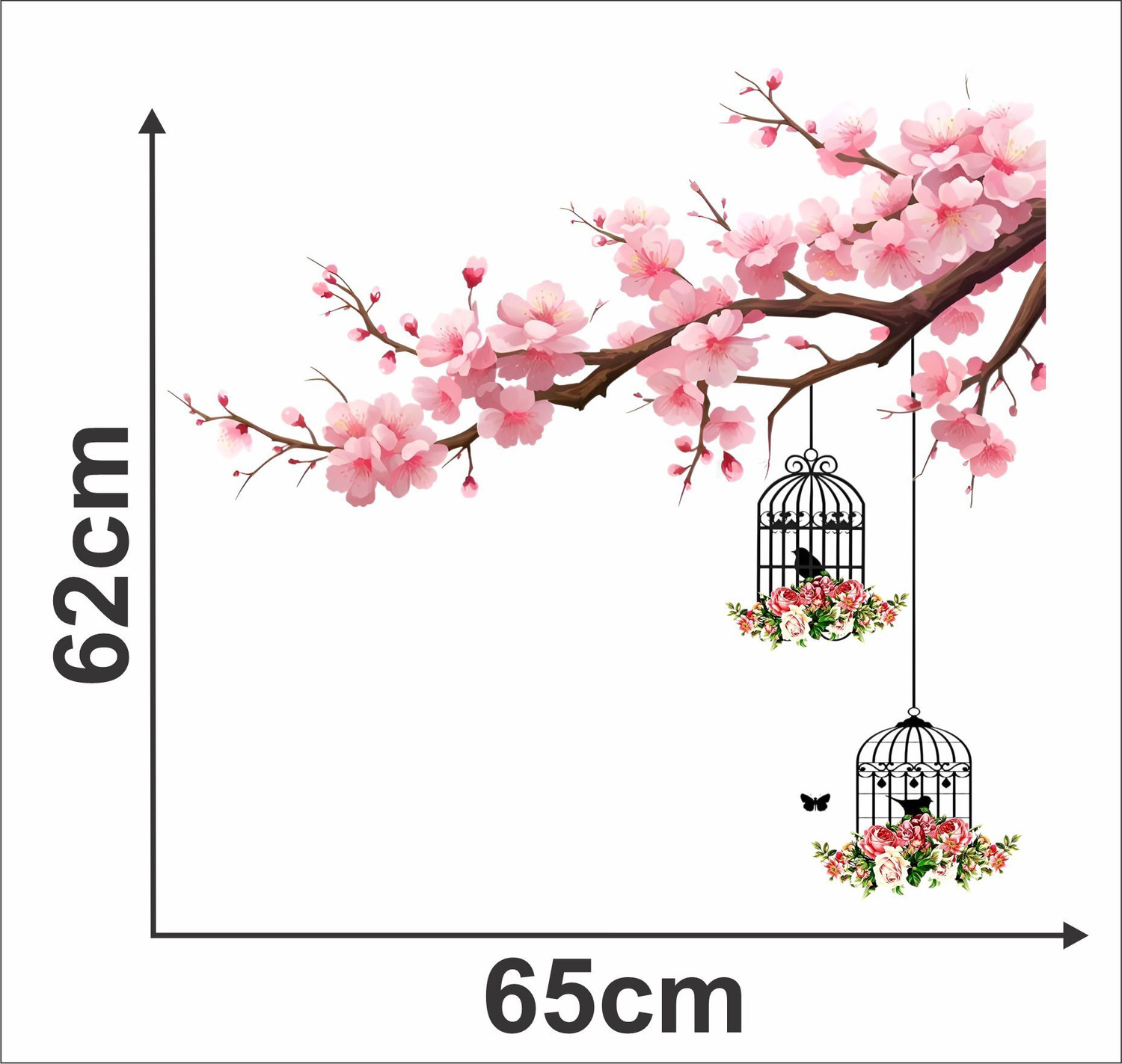 Image of KgnDesigns 58 inch wallsticker TREE AND CAGE STICKER Self Adhesive Sticker