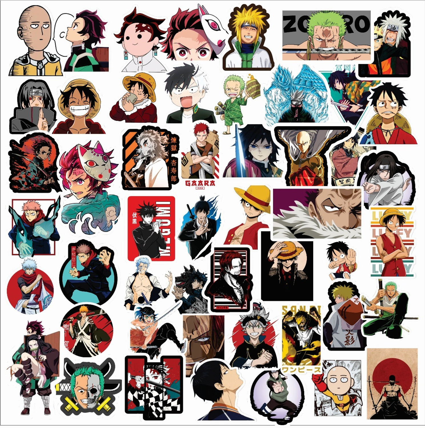 Image of SAMANTA WALA 1.5 inch Multi Anime Sticker For Phone, Laptop, Notebook, etc. Pack of 50 Self Adhesive Sticker