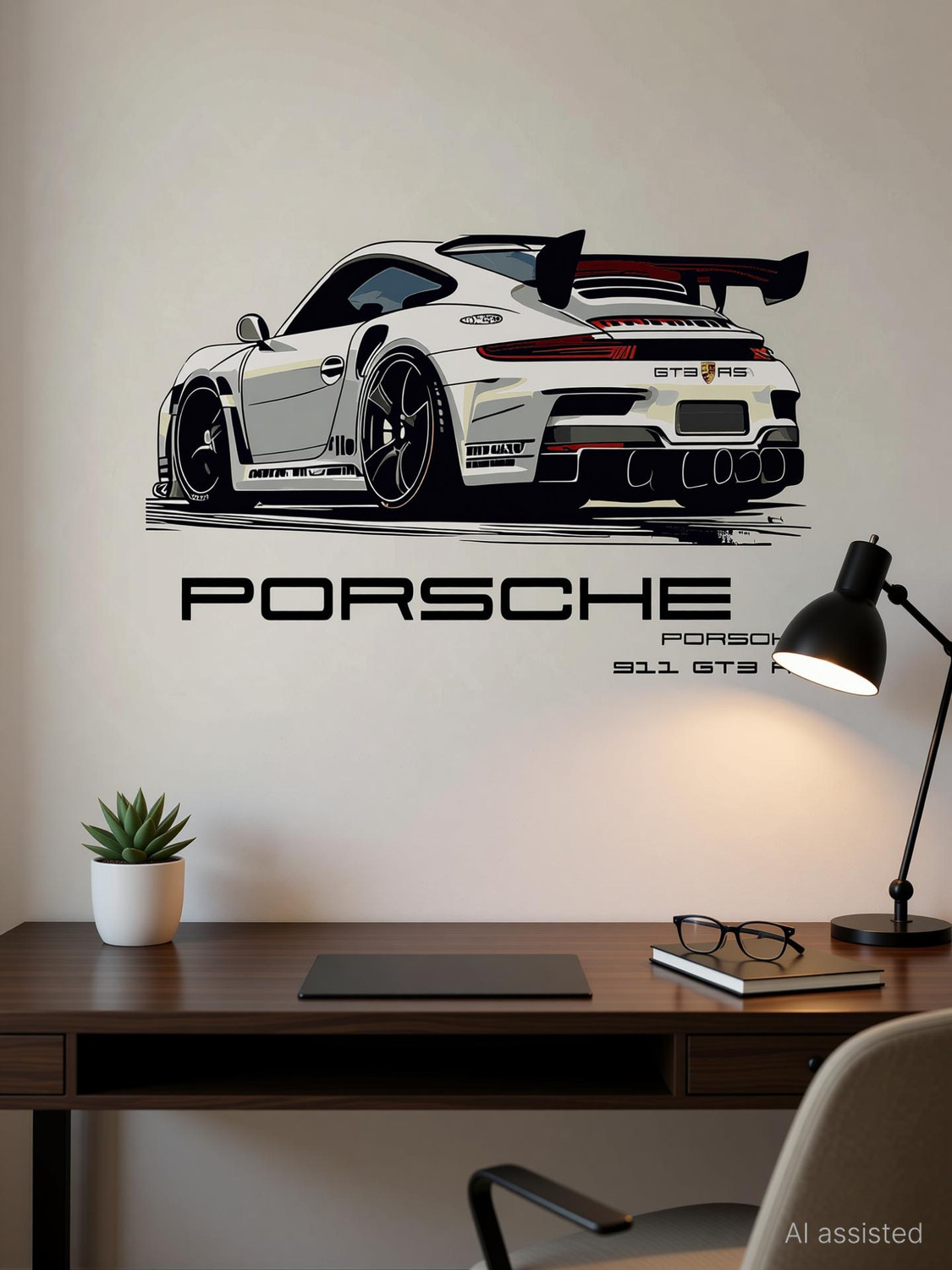 Image of WallBiirds 60 cm Porche 911 GT3 RS Supercar Cool wall sticker Self Adhesive Sticker